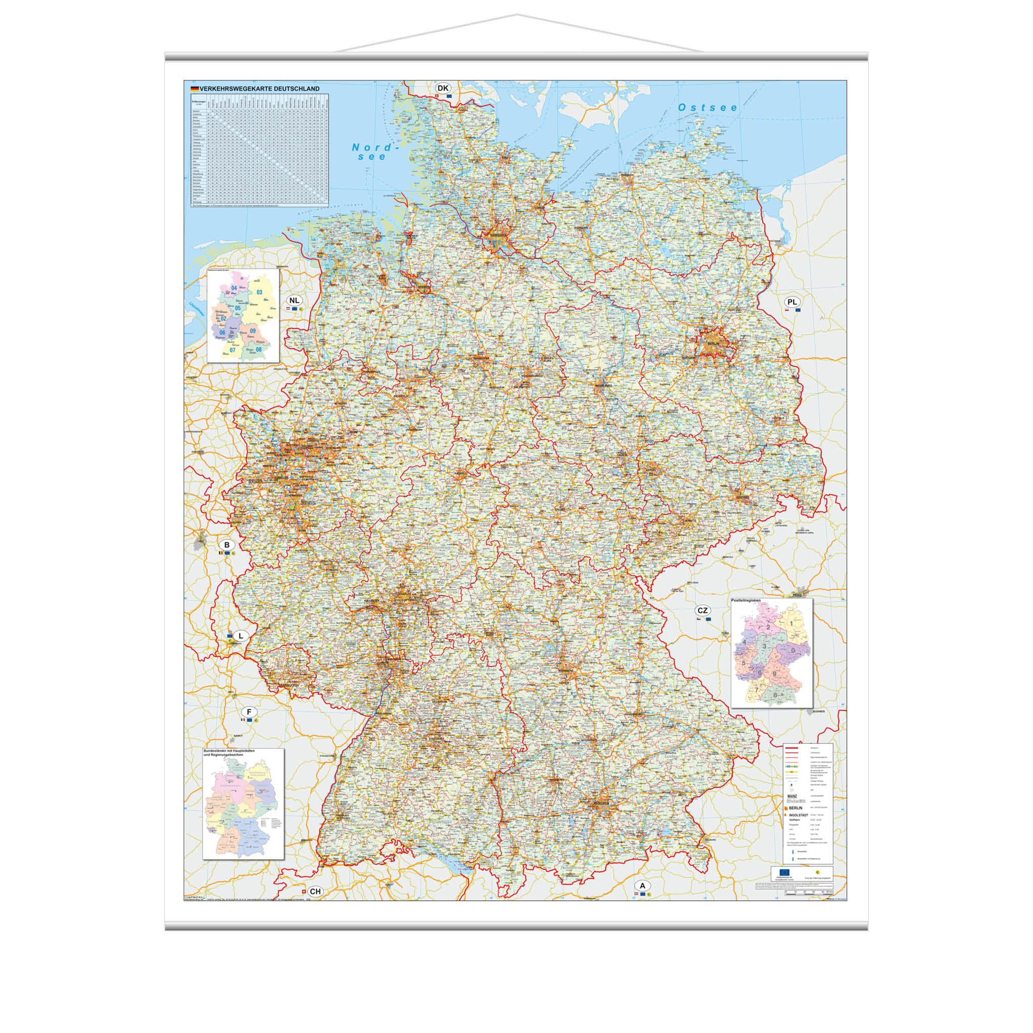 STIEFEL Poster Verkehrswegekarte Deutschland, 97 x 119 cm
