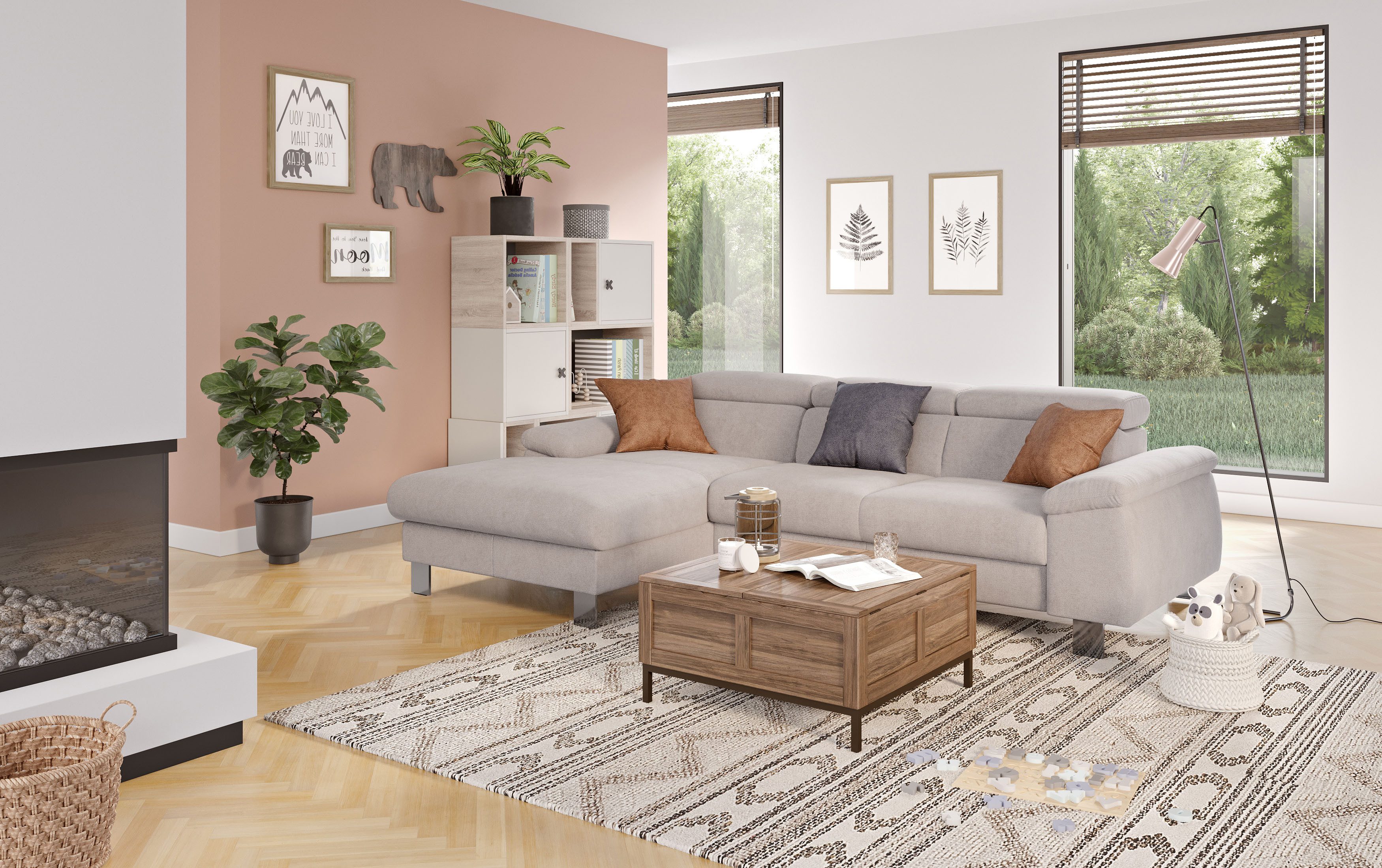 COTTA Ecksofa Komaris L-Form, B: 244 cm, mit Kopfteilverstellung, optional Bettfunktion, Bettkasten & Licht