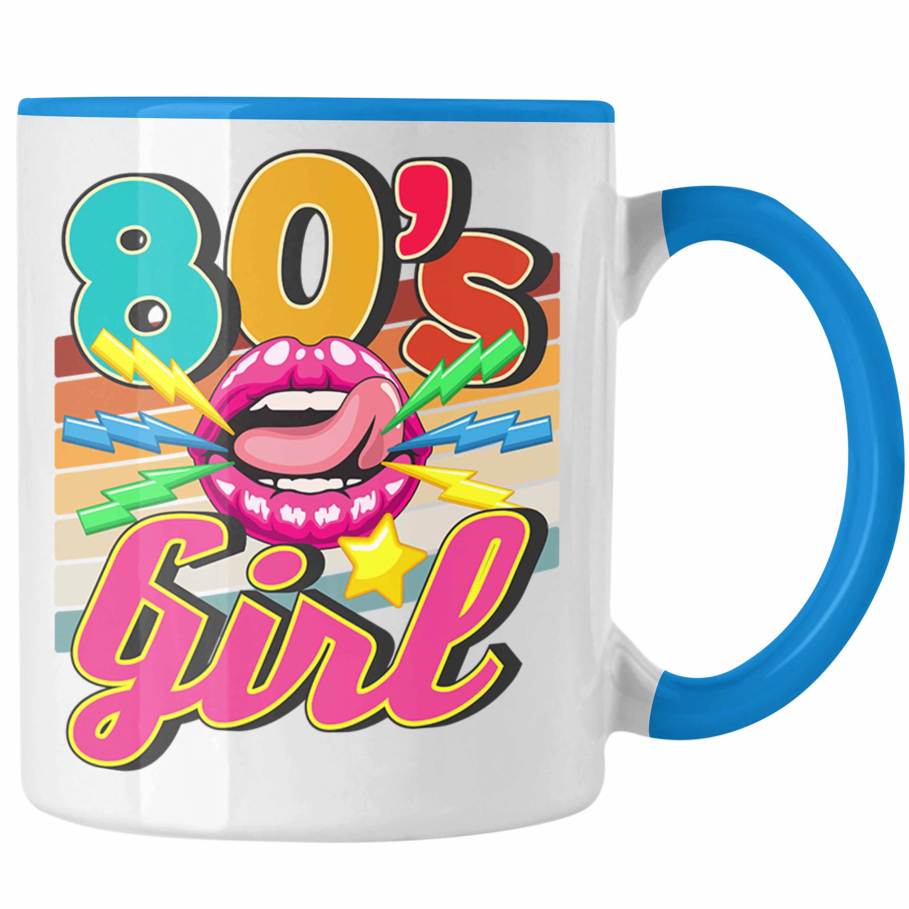 Trendation Tasse Trendation - 80er Jahre Girl Tasse Geschenk 80. Jahre Geschenkdidee Errinerrung Blau