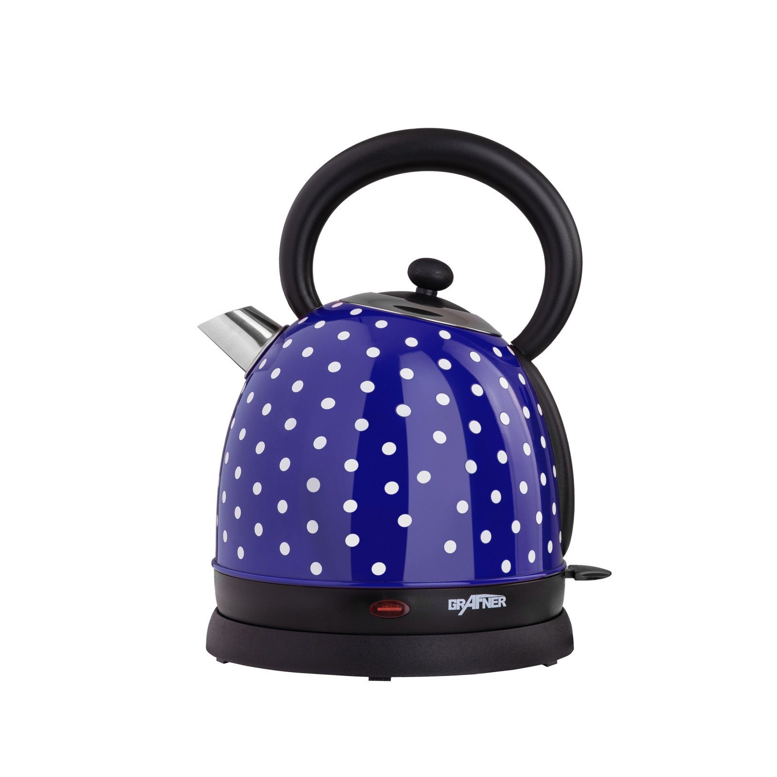 Grafner Елктрочайники Grafner® Retro-Wasserkocher 1,8 Liter 2200 Watt Blau Pünktchen WK10862, 2200 W, Fassungsvermögen: 1,8 Liter