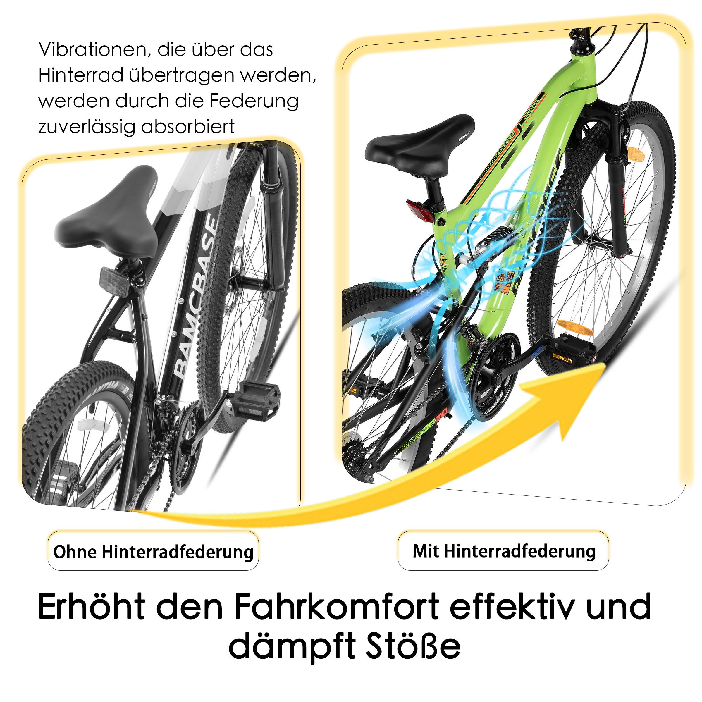 HILAND Mountainbike 26 Zoll Vollfederung Herren Fahrrad für Männer Frauen Student Pendler, Mit Hochwertiger Rahmen, ‎Doppelfederung, 21-Gang-Schaltung, Kotflügel