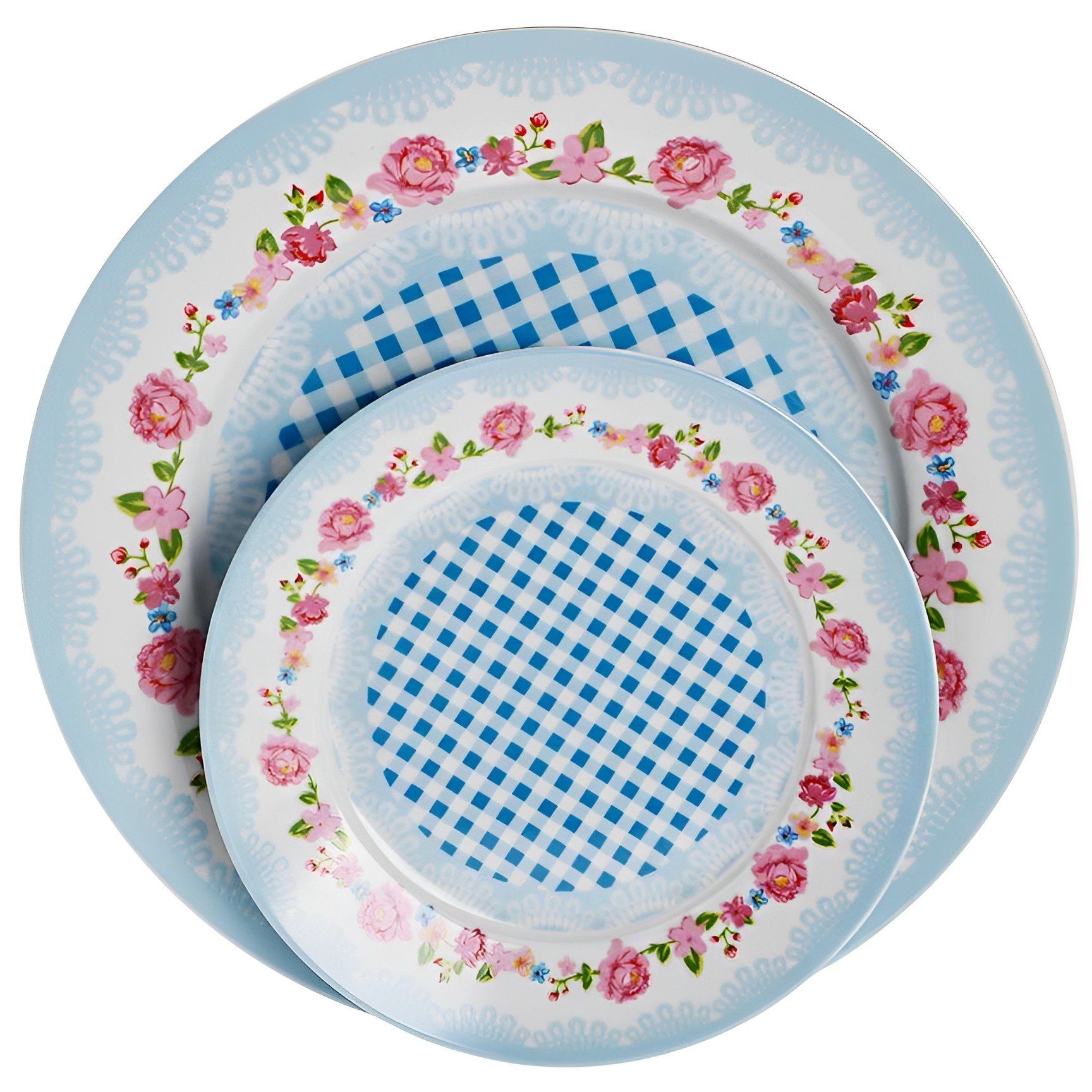 Paci Frühstücksteller Pasta-Kuchen-Servierplatten-Set 7-teilig, Blau, (7 St)