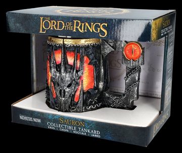 Figuren Shop GmbH Bierkrug Krug Herr der Ringe - Sauron - Bierkrug Fantasy Dekoration, Kunststein (Polyresin), Edelstahl