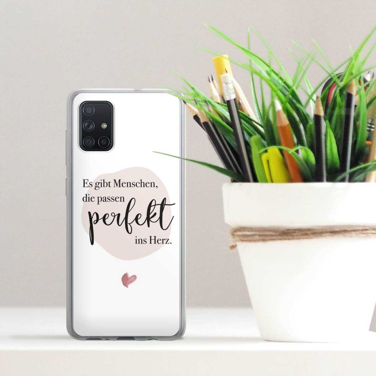 DeinDesign Handyhülle Es gibt Menschen die passen, Samsung Galaxy A71 Silikon Hülle Bumper Case Handy Schutzhülle