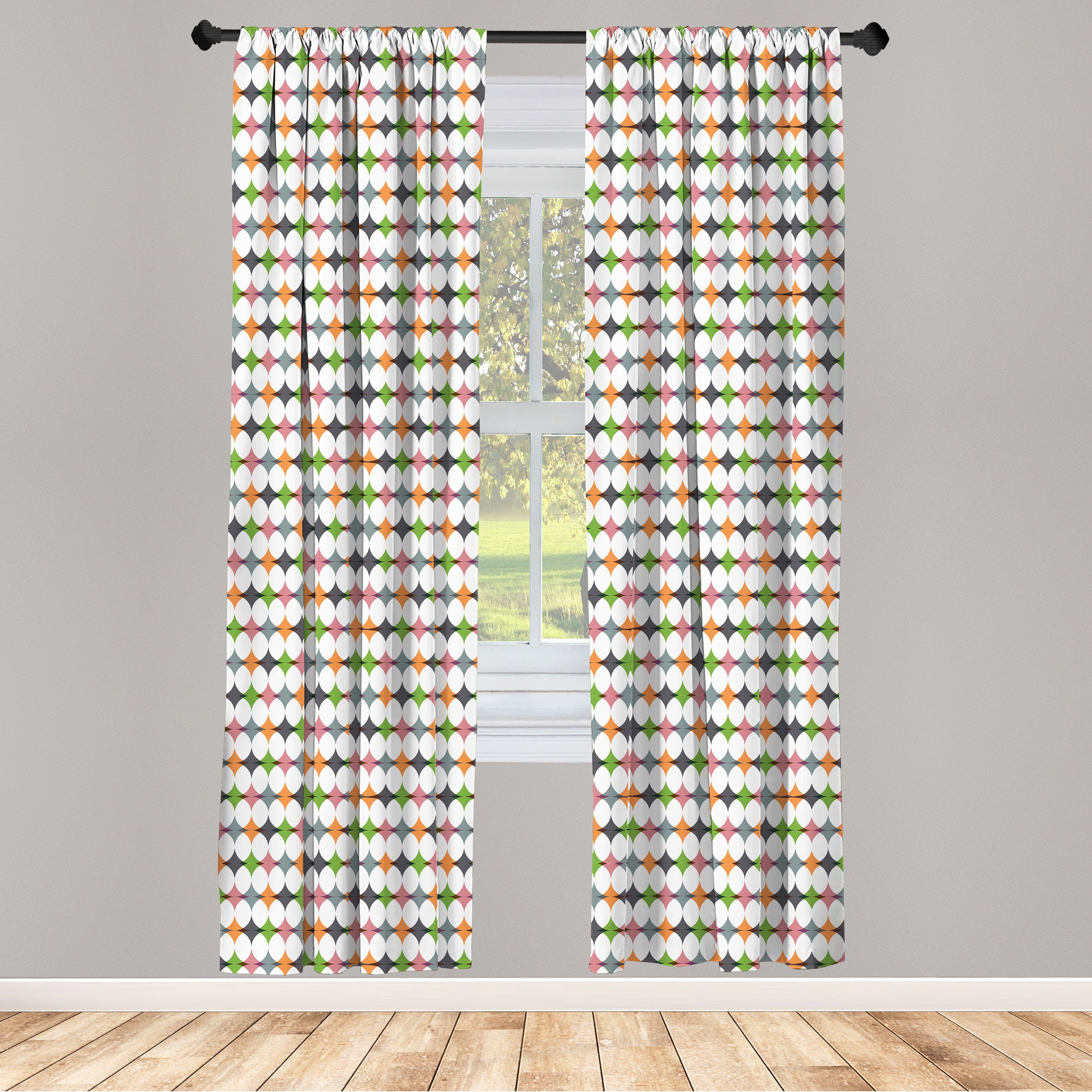 Gardine Vorhang für Wohnzimmer Schlafzimmer Dekor, Abakuhaus, Microfaser, Abstrakt Bunte Rund