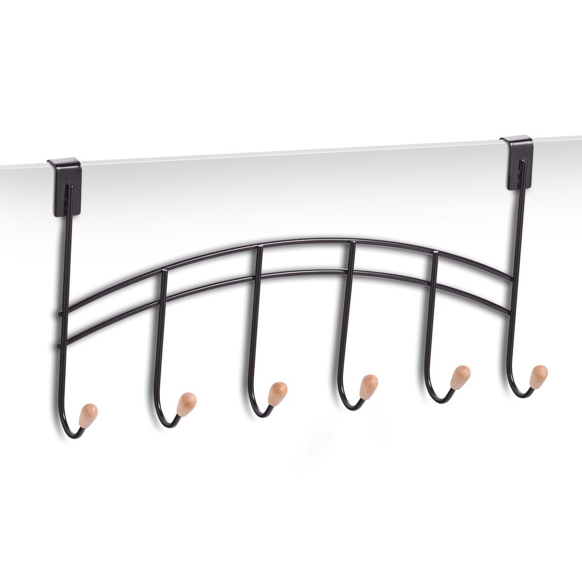 Zeller Present Türgarderobe Türhänger m. 6 Haken, Metall/Holz, schwarz, 41 günstig online kaufen