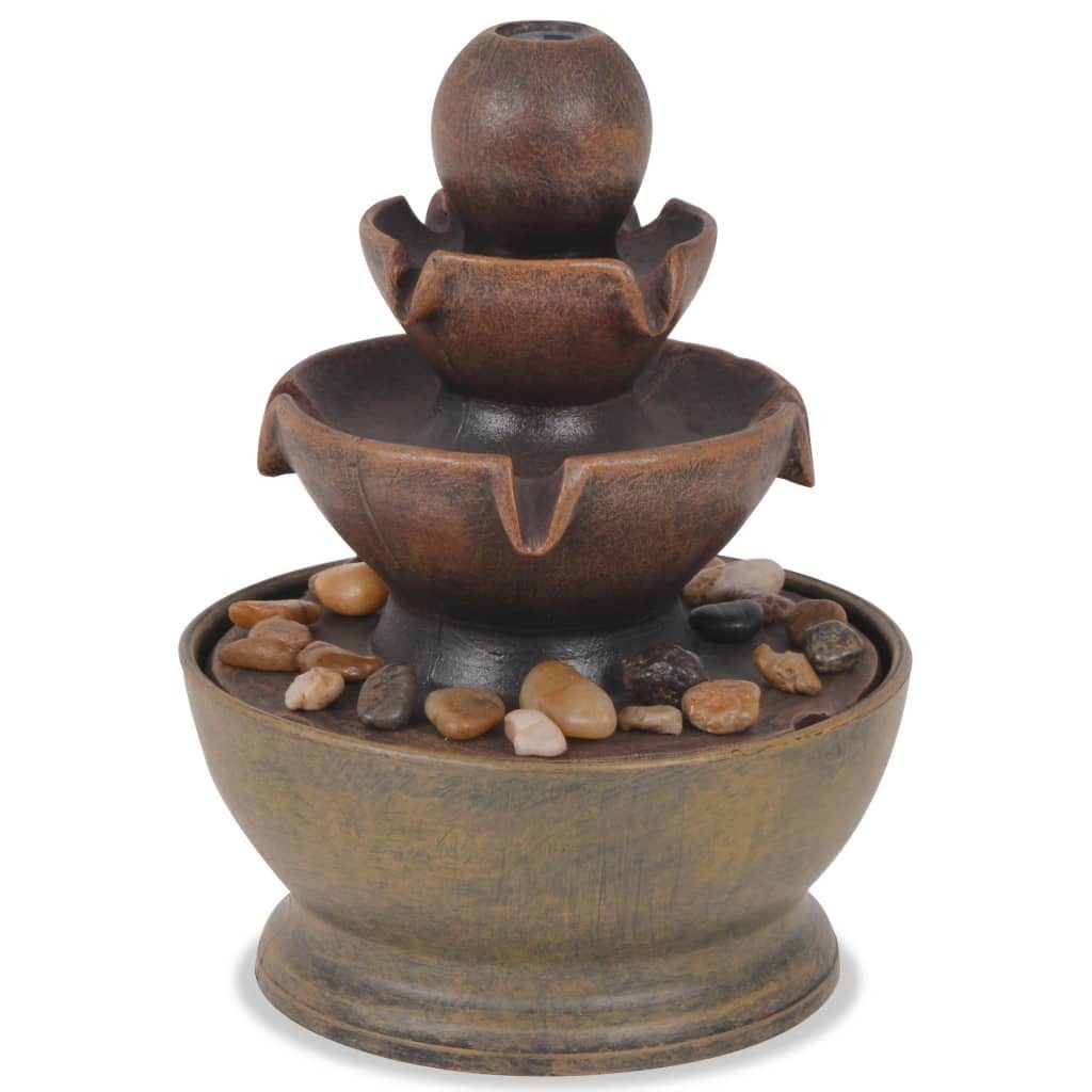 vidaXL Gartenbrunnen Zimmerbrunnen mit Pumpe Polyresin