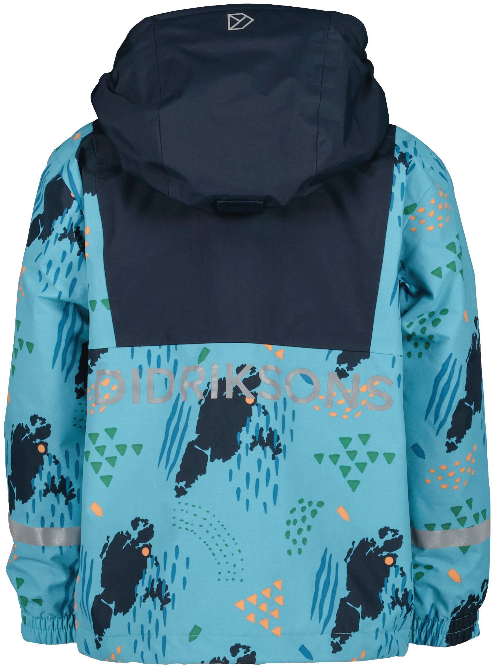 Didriksons Regen- und Kids' Jacket Matschjacke Wasserdicht & Printed Stormhatt aqua Winddicht