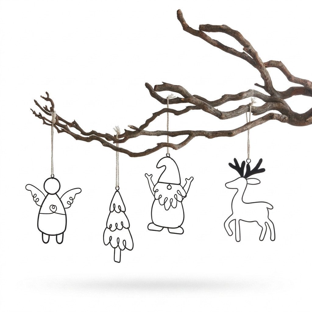 Home-trends24.de Dekohänger Hänger Rentier Engel Tanne Baumschmuck Anhänger Weihnachten Deko 4er (4 St)