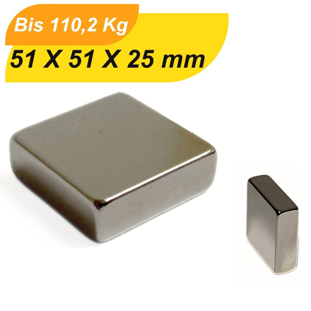 Magnet Neodym-Magnete 51x51x25 mm Supermagnete mit hoher Haltekraft Magnet (1-St)