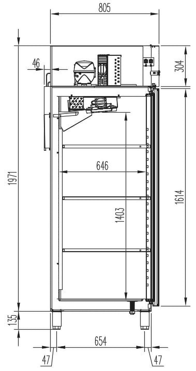 GastroHero Gefrierschrank Tiefkühlschrank 610 Liter, Edelstahl, GN 2/1, 2 Türen, Gastronomie TKSN-PROFI700, 202.5 cm hoch, 85 cm breit