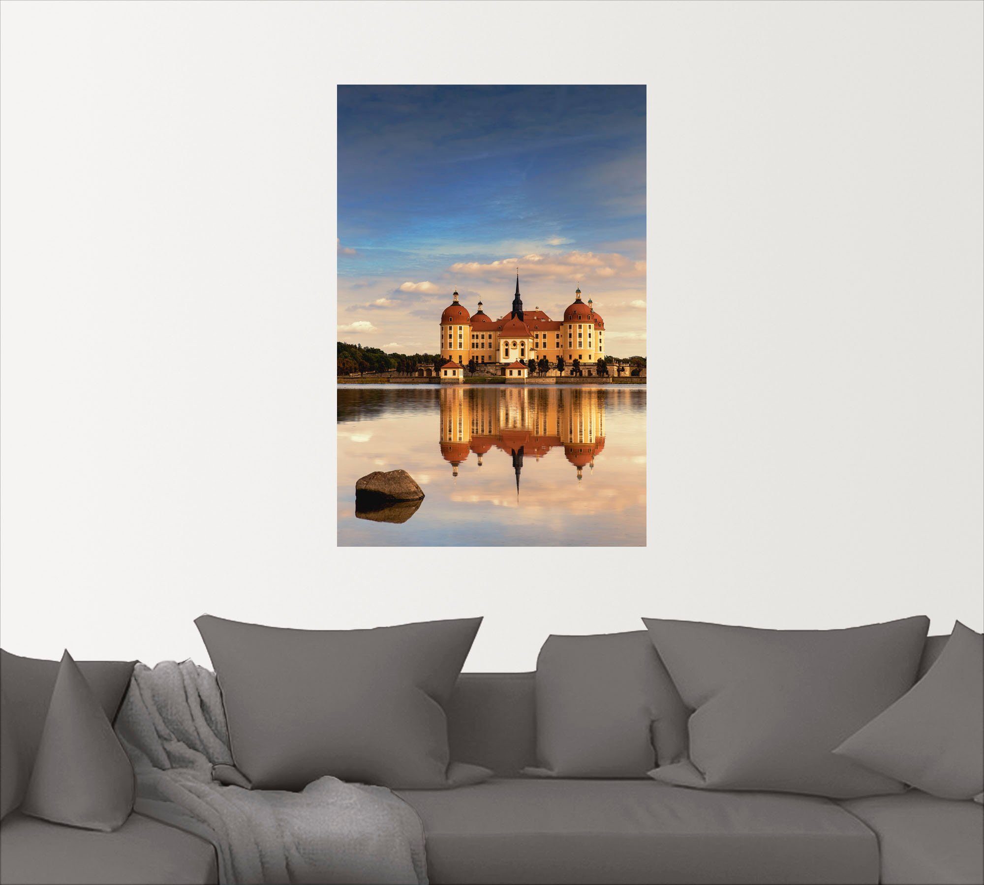 Leinwandbild, Artland Schloss Alubild, St), Wandbild als oder versch. Moritzburg, Gebäude in (1 Poster Größen Wandaufkleber