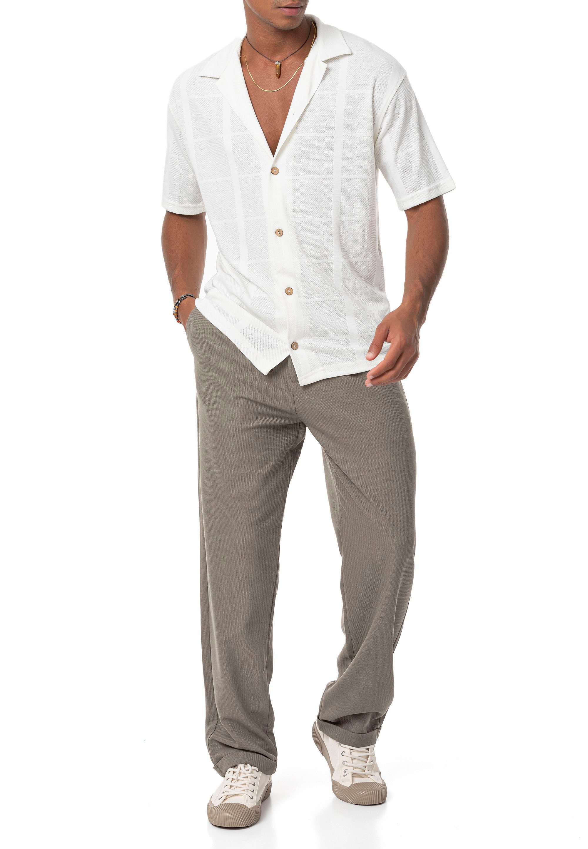 RedBridge Stoffhose mit Struktur und Tunnelzugbund Klassisch Modern Elegant Casual