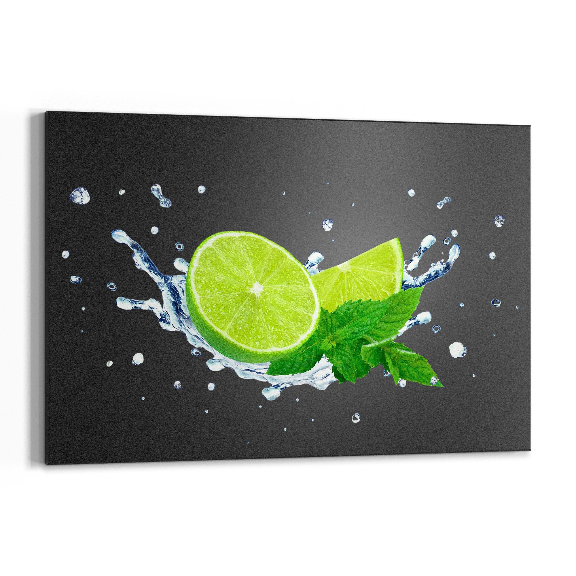 DEQORI Wandtafel 'Limette fällt ins Wasser', (1-tlg), Metall Kreidetafel bedruckt Schreibtafel modern Schiefertafel Tafel