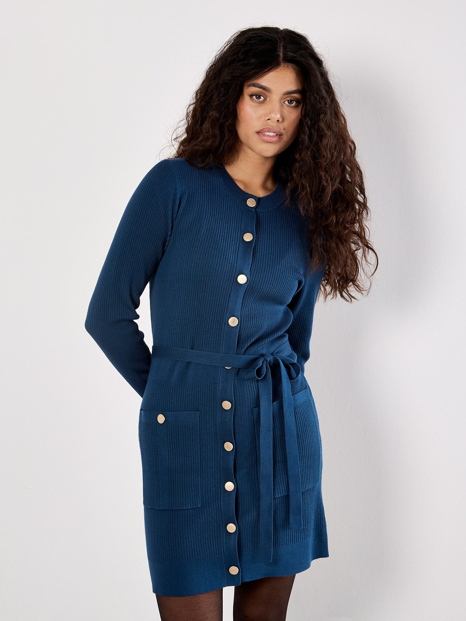 Apricot Strickkleid Minikleid (2-tlg., 2-teilig) mit auffälliger Knopfleist günstig online kaufen