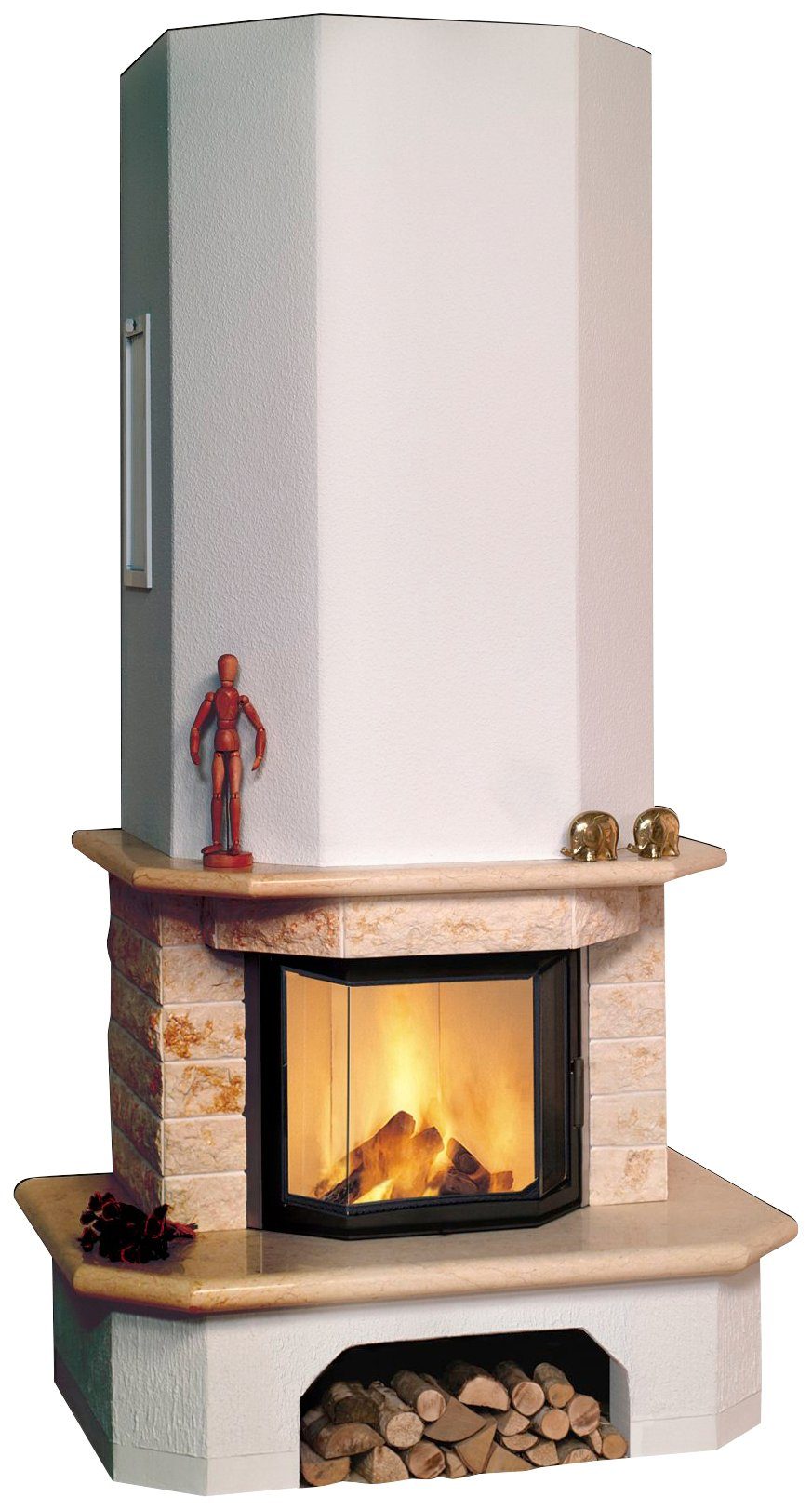 HARK Kaminbausätze Aspen echter Mamor classico-beige, 8 kW, Zeitbrand