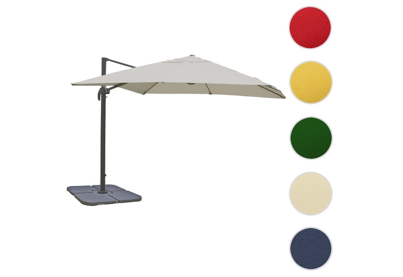 Thumbnail - MCW Ampelschirm MCW-A96-12, LxB: 300x300 cm, 5-facher Höhen-/ Neigungswinkelverstellung, Windwiderstandsklasse 2