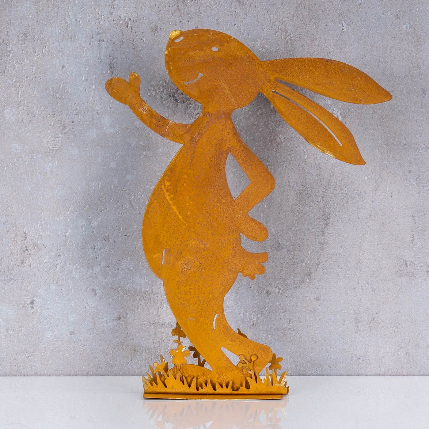 Levandeo® Osterhase, Hase H24cm Rost Metall Aufsteller Tischdeko Osterhase Figur