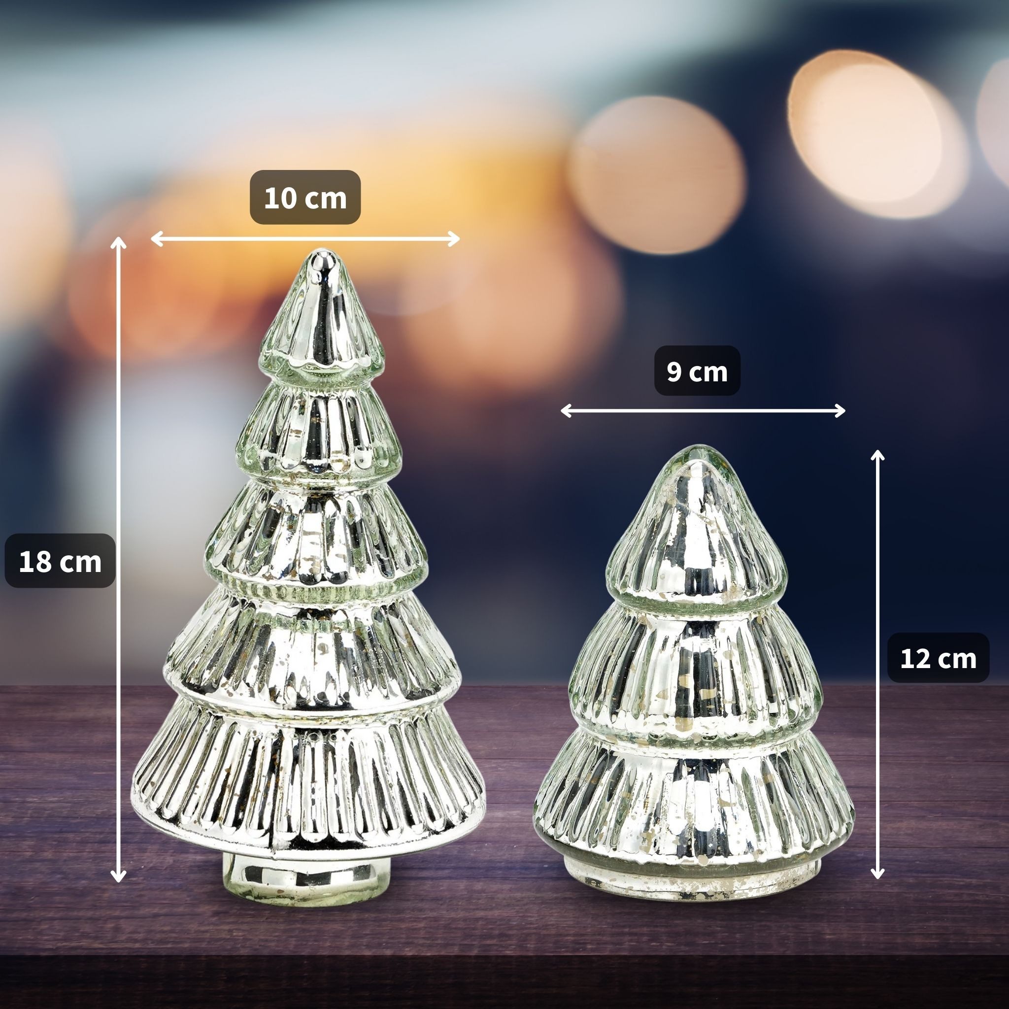 matches21 HOME & HOBBY Dekofigur Tannenbäume Weihnachtsdeko Glasfiguren 2er Set silber (2 St), Edle Weihnachtsbäume Tischdeko Fensterdeko Weihnachtsfiguren