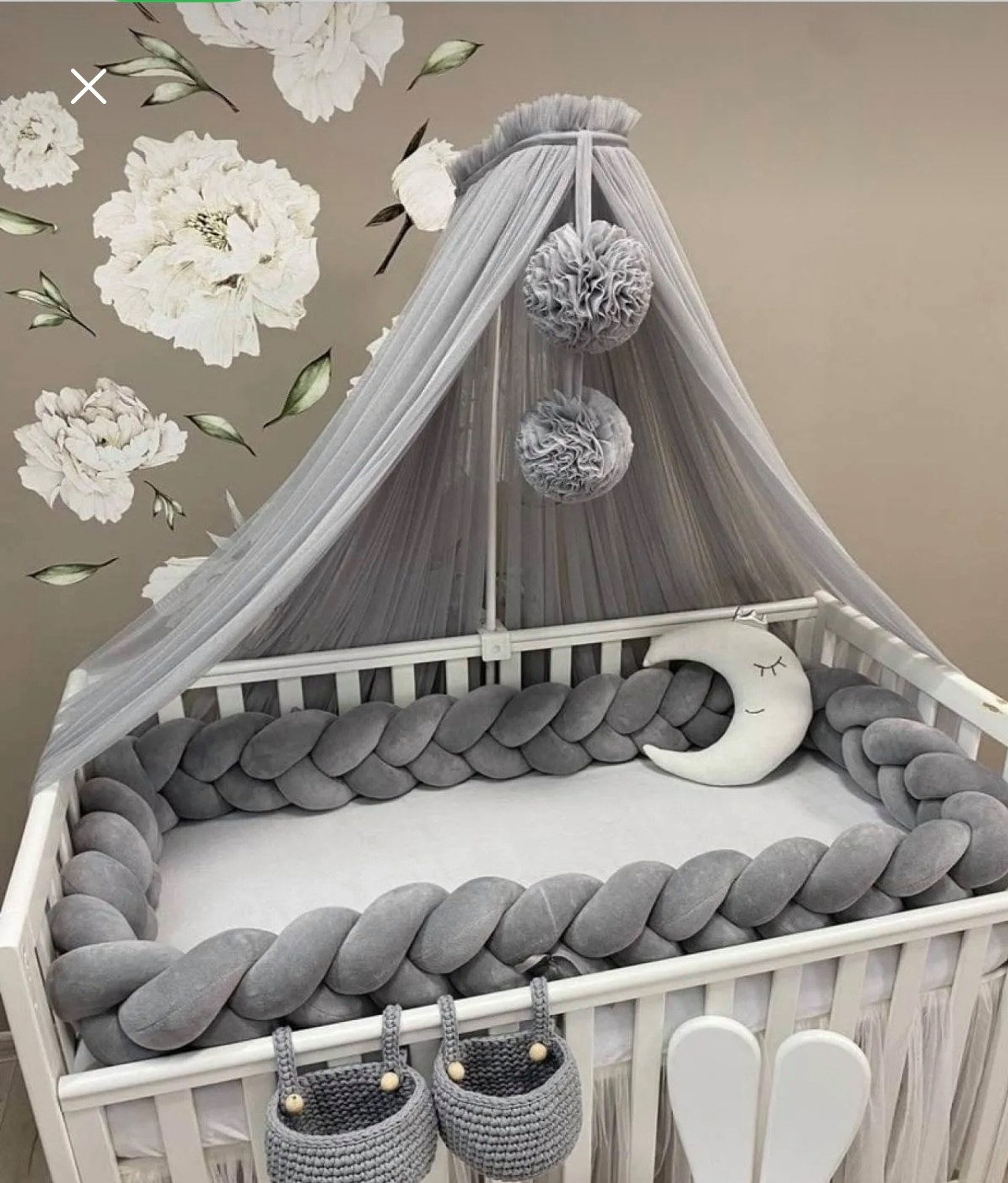 Betthimmel Betthimmel aus 12 Meter Tüll aus 1. Klasse für Kinderbett Gitterbett
