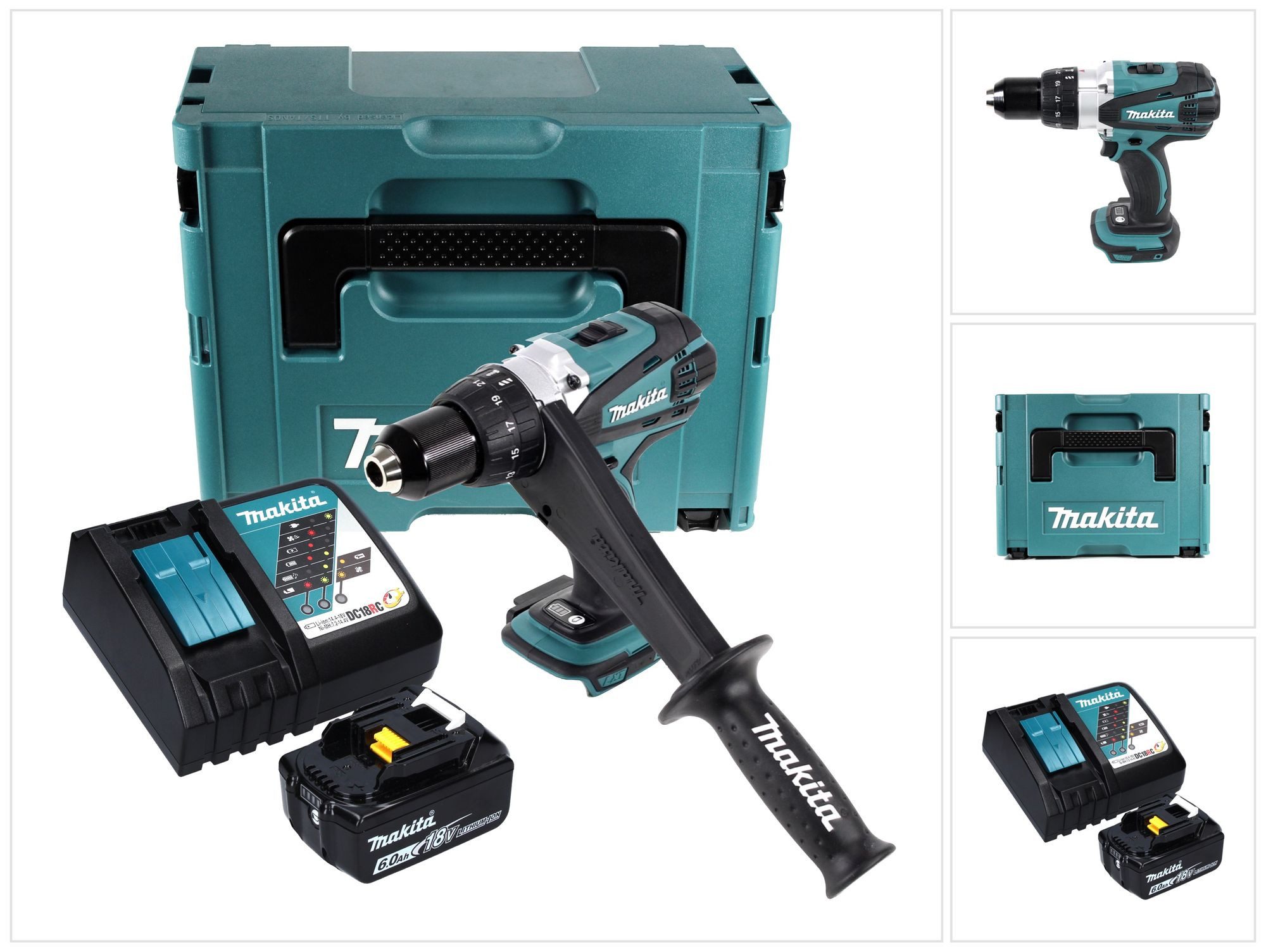 Makita Akku-Schrauber DDF 458 RG1J Akku Bohrschrauber 18 V 91 Nm + 1x Akku 6,0 Ah + Ladeger