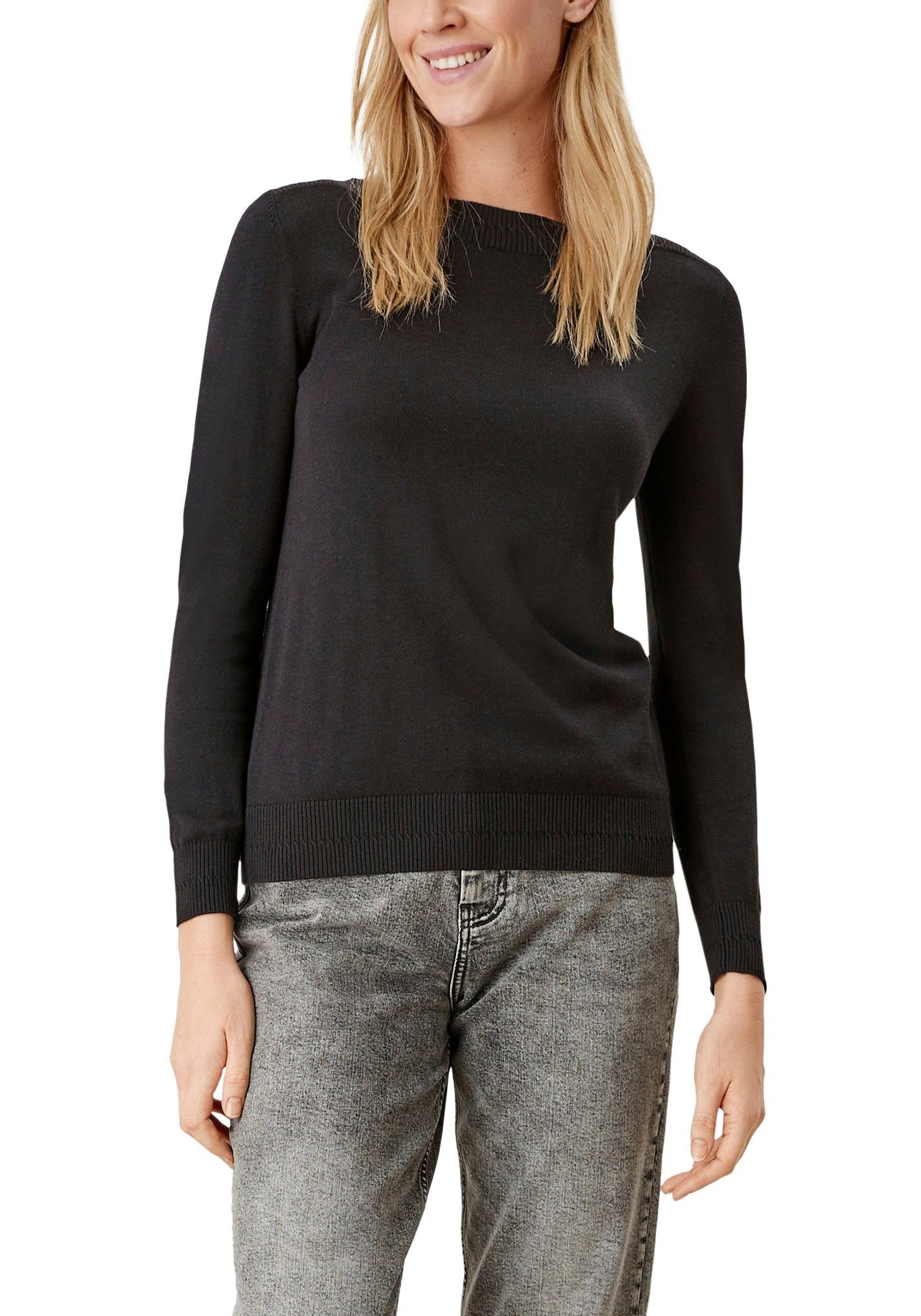 s.Oliver Strickpullover mit dekorativer Rippblende am günstig online kaufen