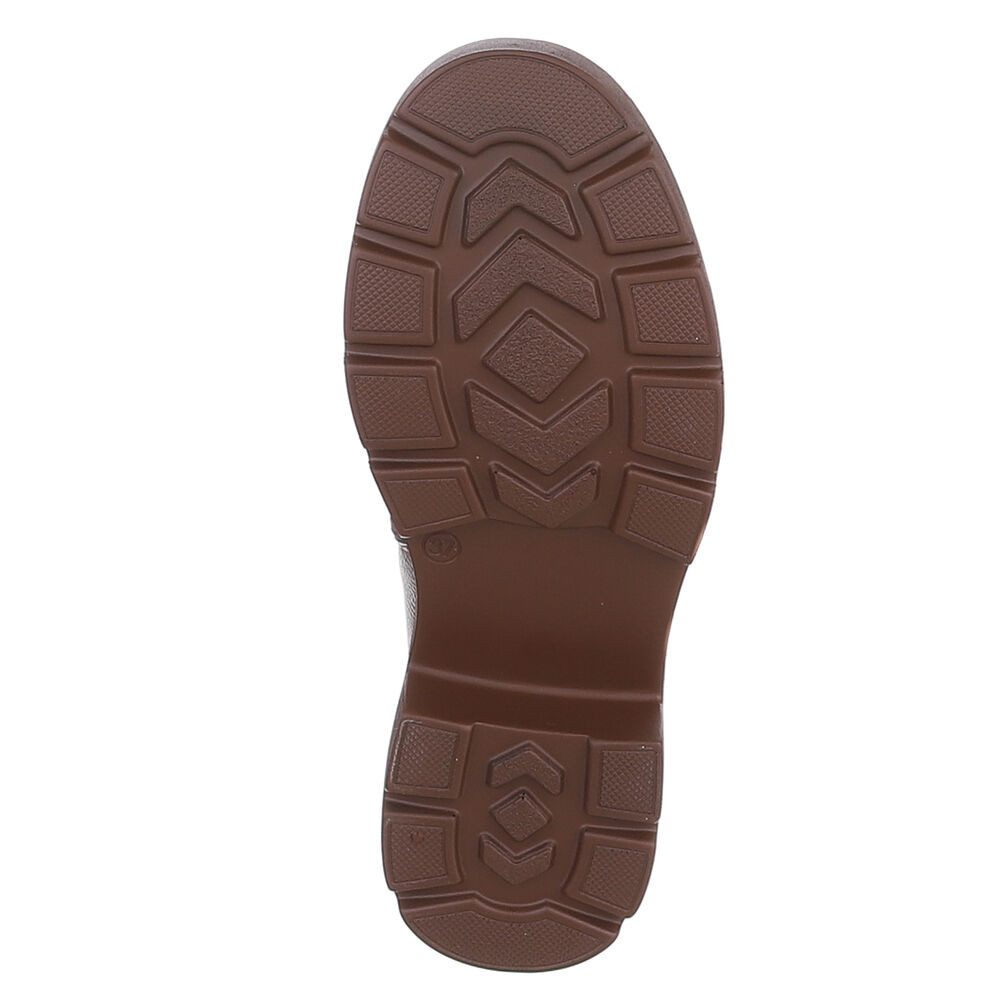 Ital-Design Elegante Damenstiefel mit bequemem Design für Alltag Plateaustiefel (91154472) Blockabsatz Stiefel in Camel