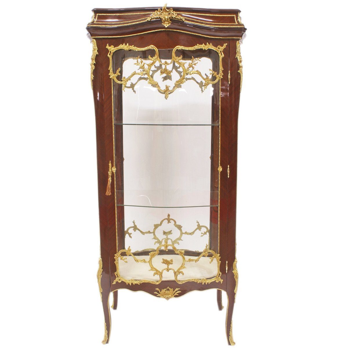 Vitrinenschrank Barock Mahagoni Barock Padrino cm Vitrinenschrank Wohnzimmerschrank / Möbel Schrank x Glas - - Casa Gold H Vitrine - 63 Vitrine x 174 74