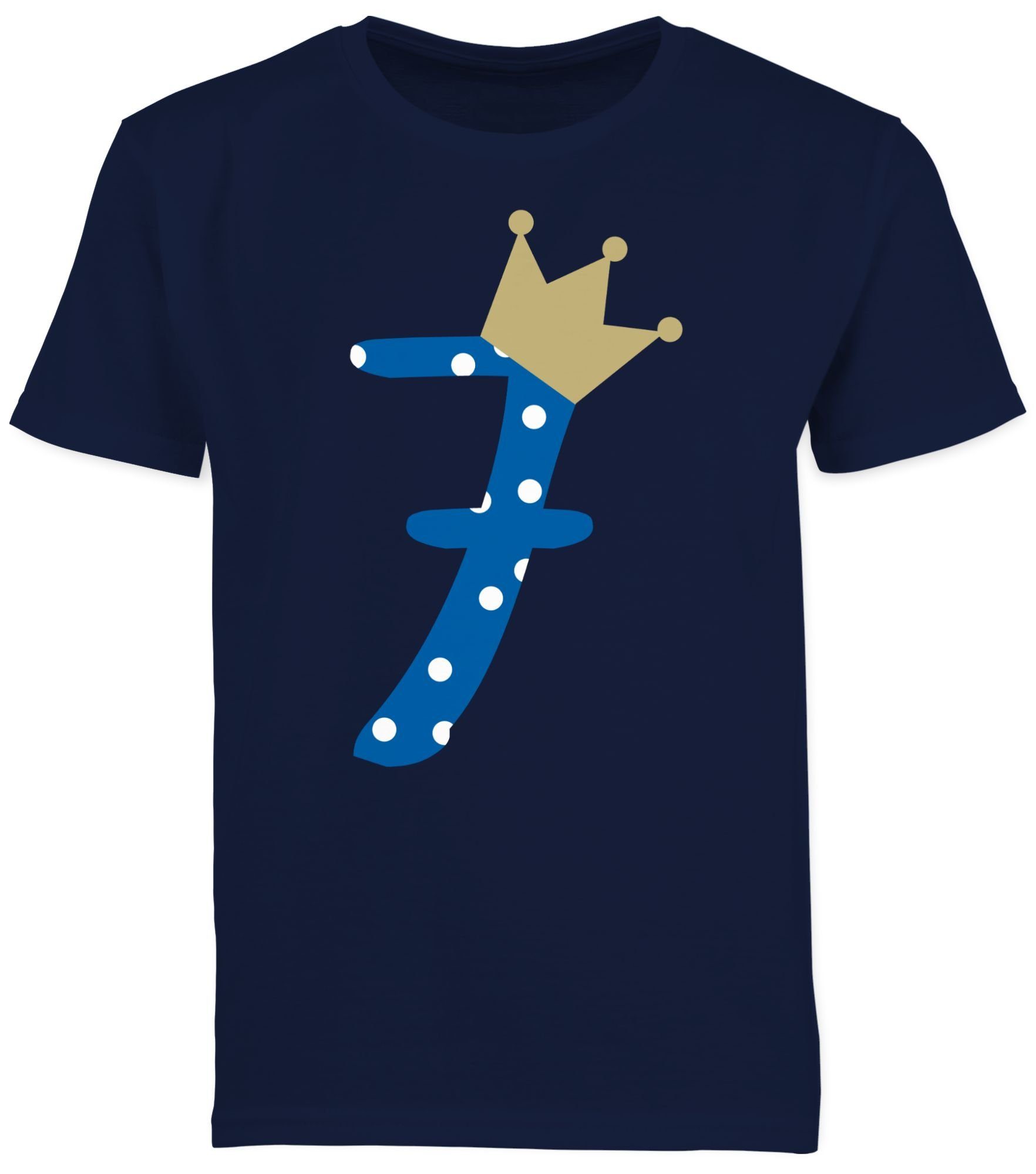 Geburtstag T-Shirt Shirtracer 1 Siebter Krone Dunkelblau 7. Junge Sieben
