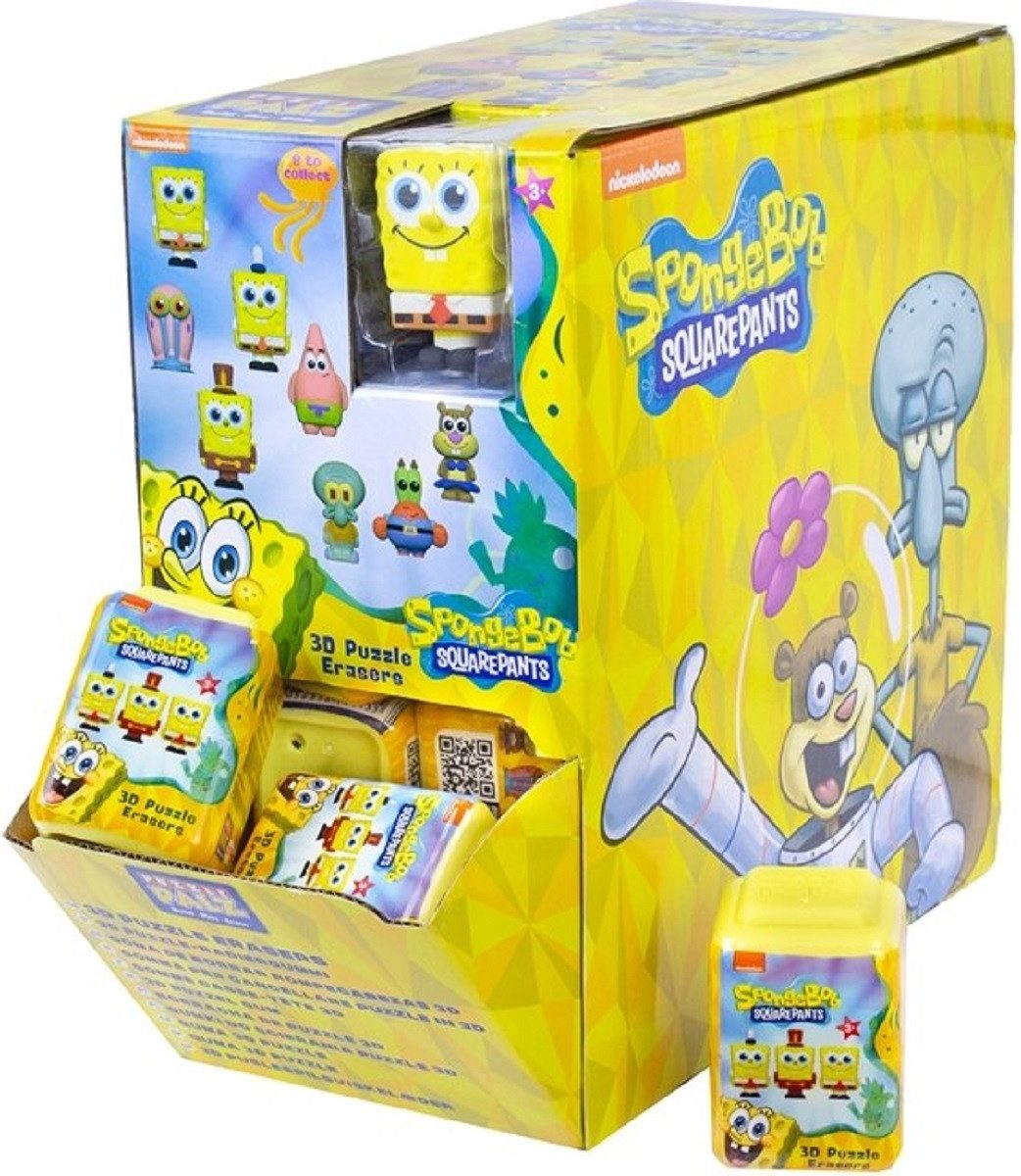 Nickelodeon Spielfigur Radiergummi 3D Sammel Spongebob Überraschungspaket keine freie Auswahl, (Set, 2-tlg., Geschenk-Set), 2er-Pack 3D Spongebob Figur Spaß für Kids Spielen Sammeln Geschenkidee