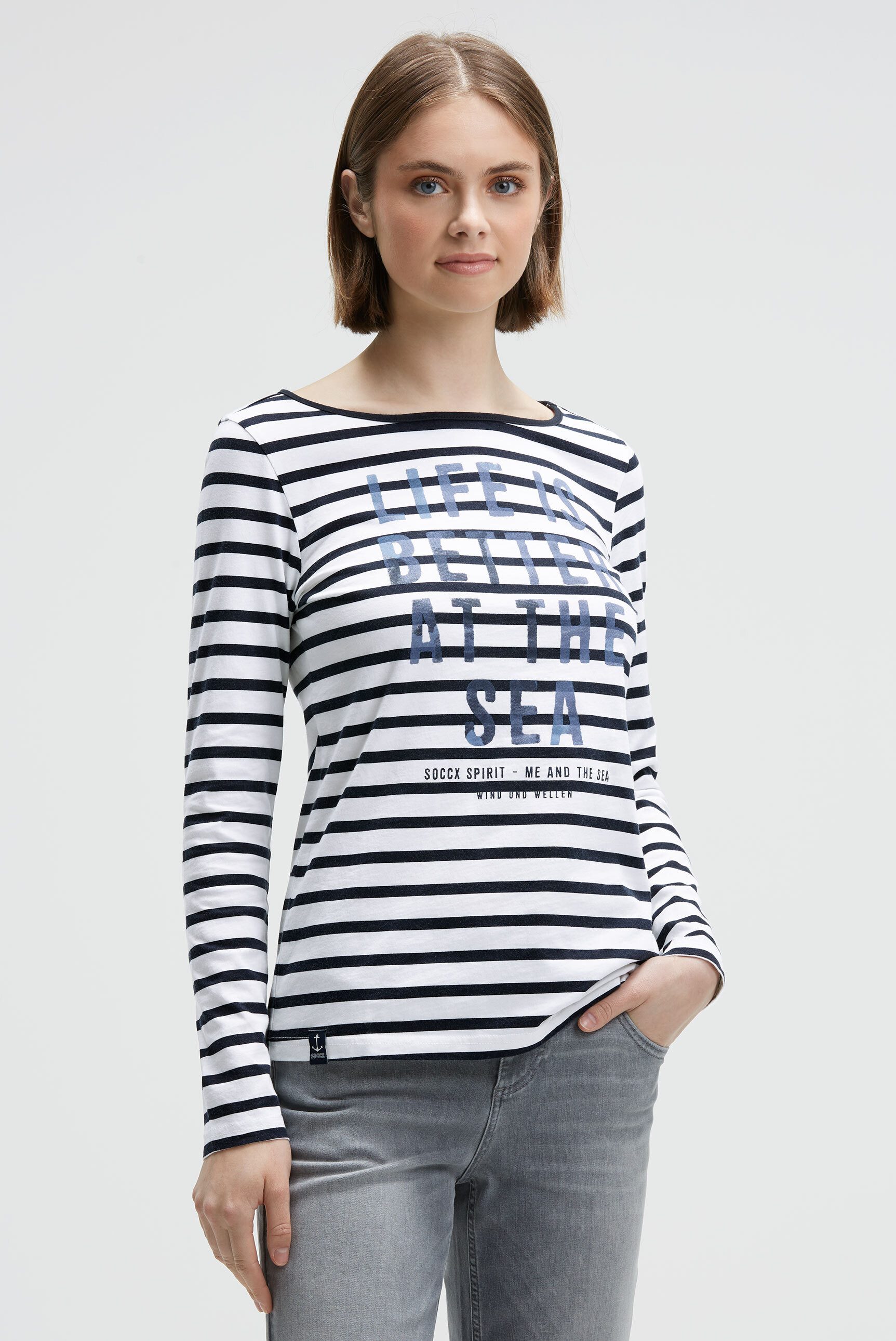 SOCCX Rundhalsshirt mit U-Boot-Ausschnitt günstig online kaufen