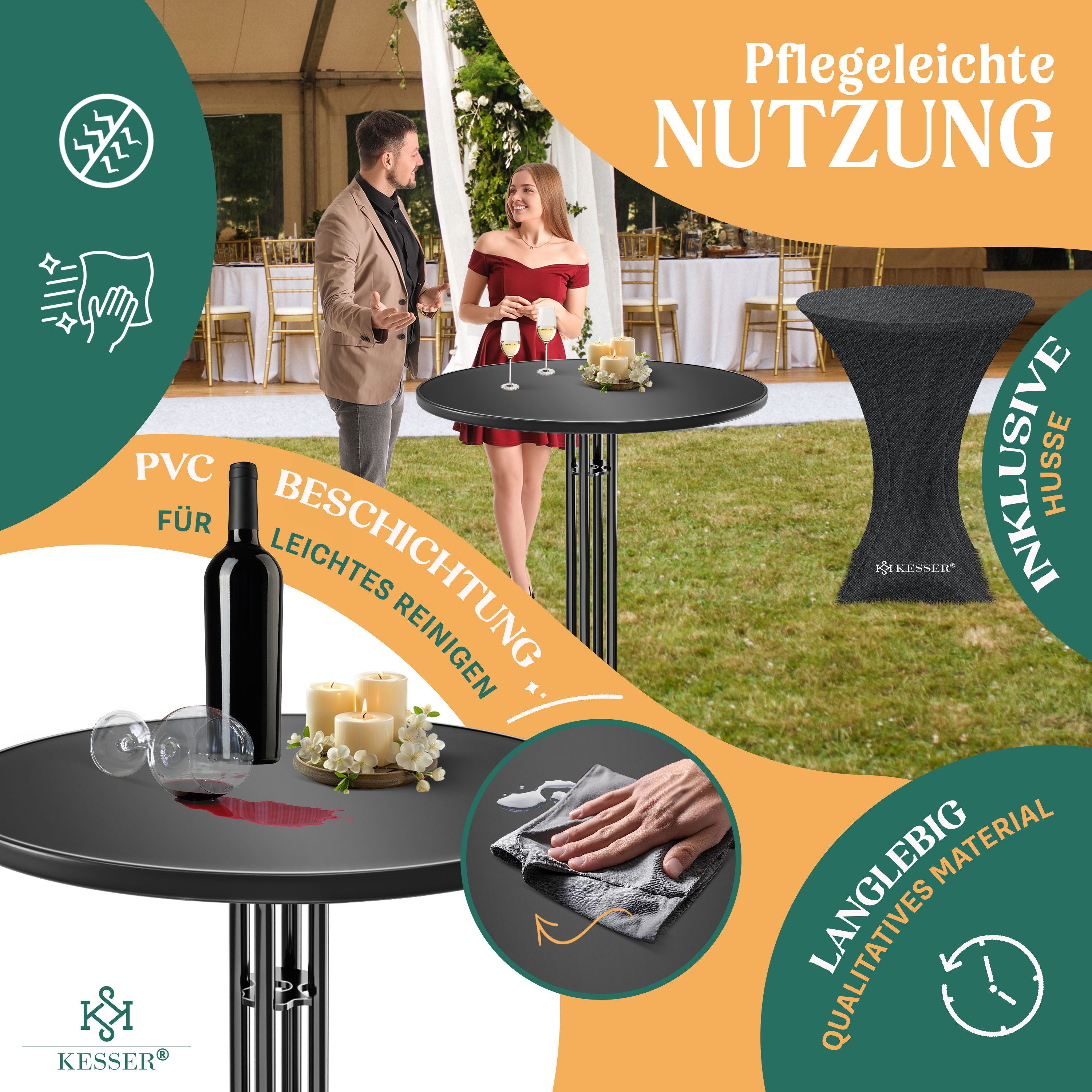 KESSER Bistrotisch (1-St), Gastro Stehtisch klappbar Gastronomie Bistrotisch rund