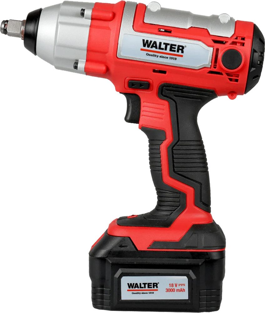 WALTER Akku-Drehschlagschrauber 18V Kfz Auto Akku Schlagschrauber 1/2" inkl 3Ah Akku 250Nm, 2300 U/min, 250 Nm, Schlag­kraft: 250 Nm