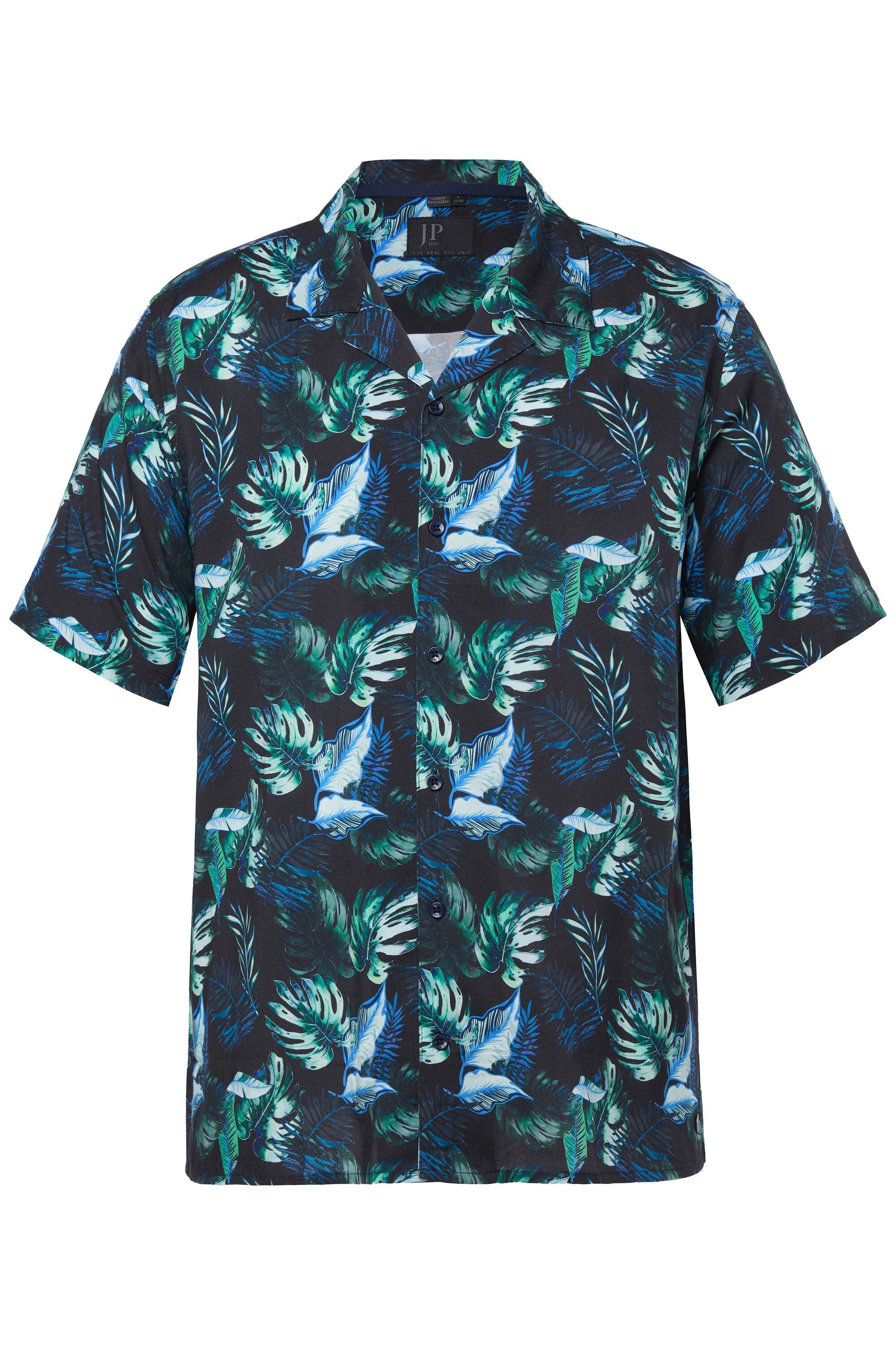 JP1880 Kurzarmhemd Hemd Halbarm Cuba-Kragen floraler Druck Cuba Fit