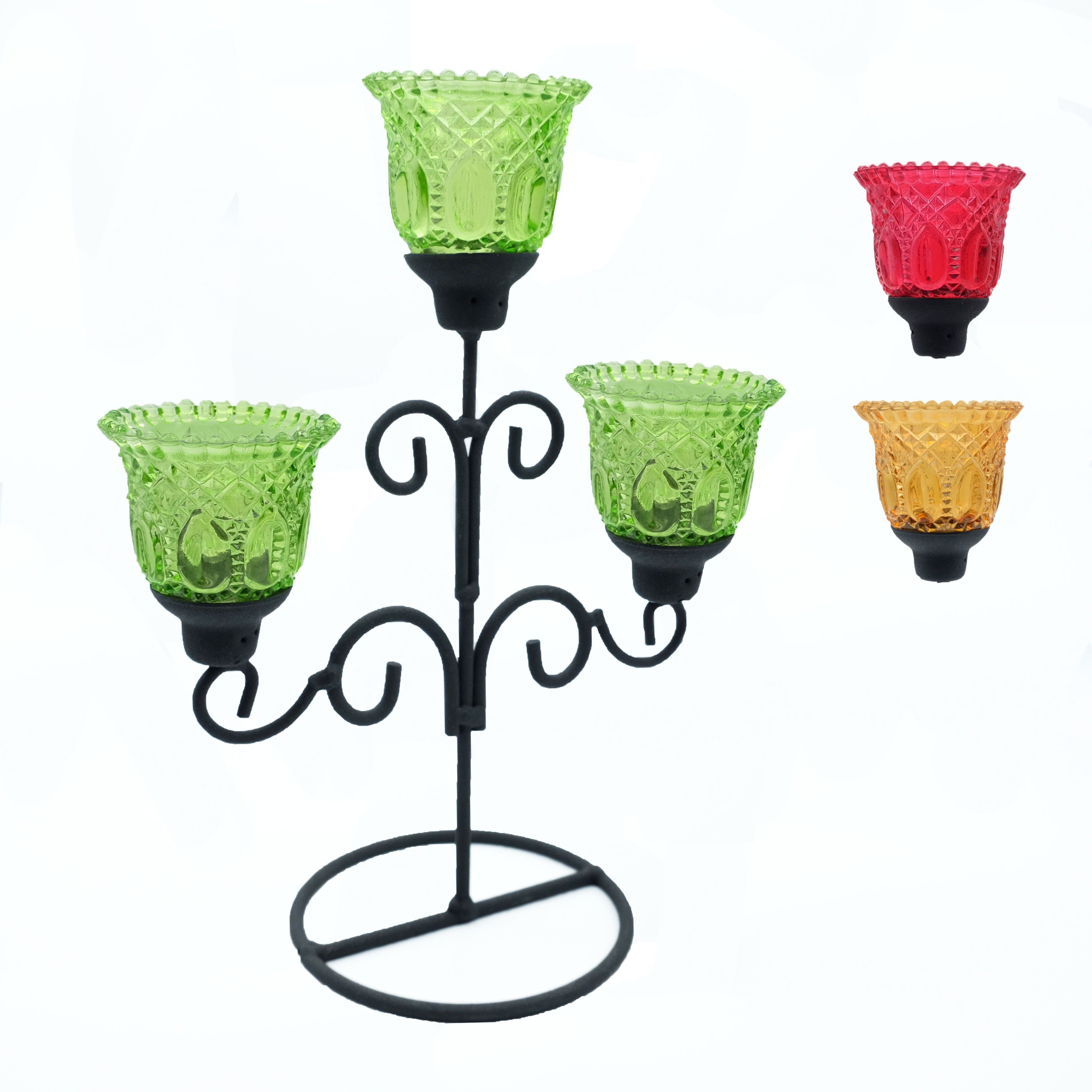 grün DeColibri Teelichthalter Kerzenständer, Kerzenständer standfest Kerzenhalter, Glas,