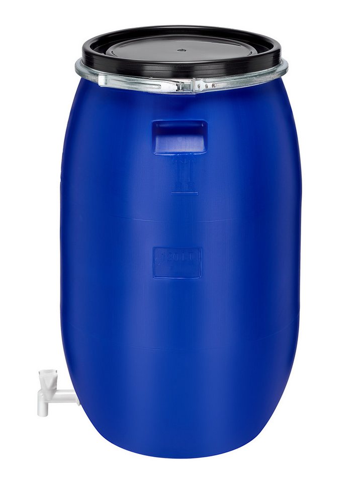 Garronda Regentonne 120L Weithalsfass mit Deckel und Hahn aus HDPE für Haus&Garten GD-0091, 120 l, (1-tlg), BPA-Frei