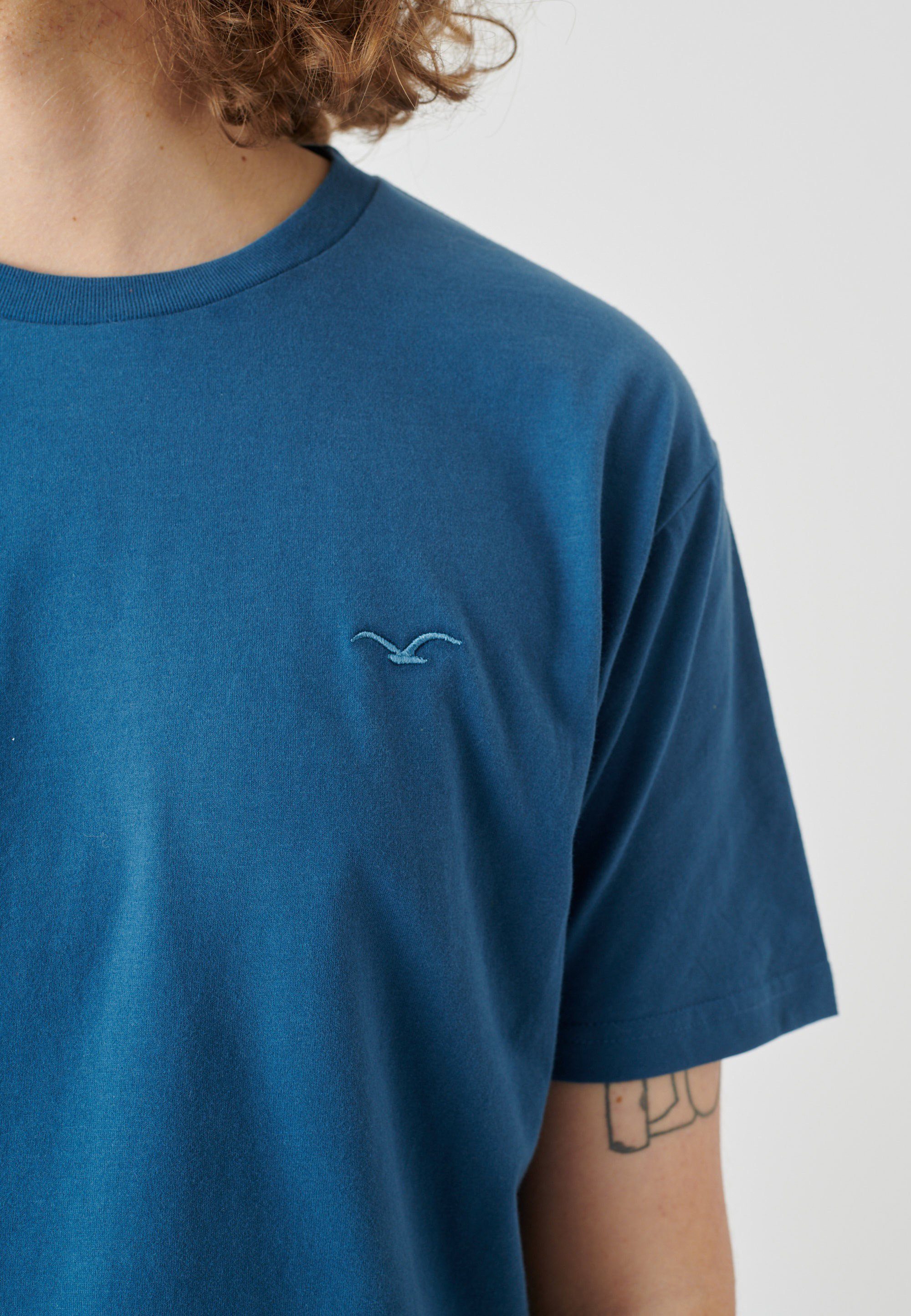 Cleptomanicx T-Shirt (1-tlg) mit blau-blau kleiner Logo-Stickerei Regular Ligull