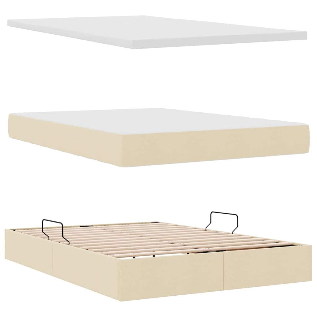 vidaXL Bed Storage Bed with Mattress Cream 140 x 190 cm Polyester (1-piece)