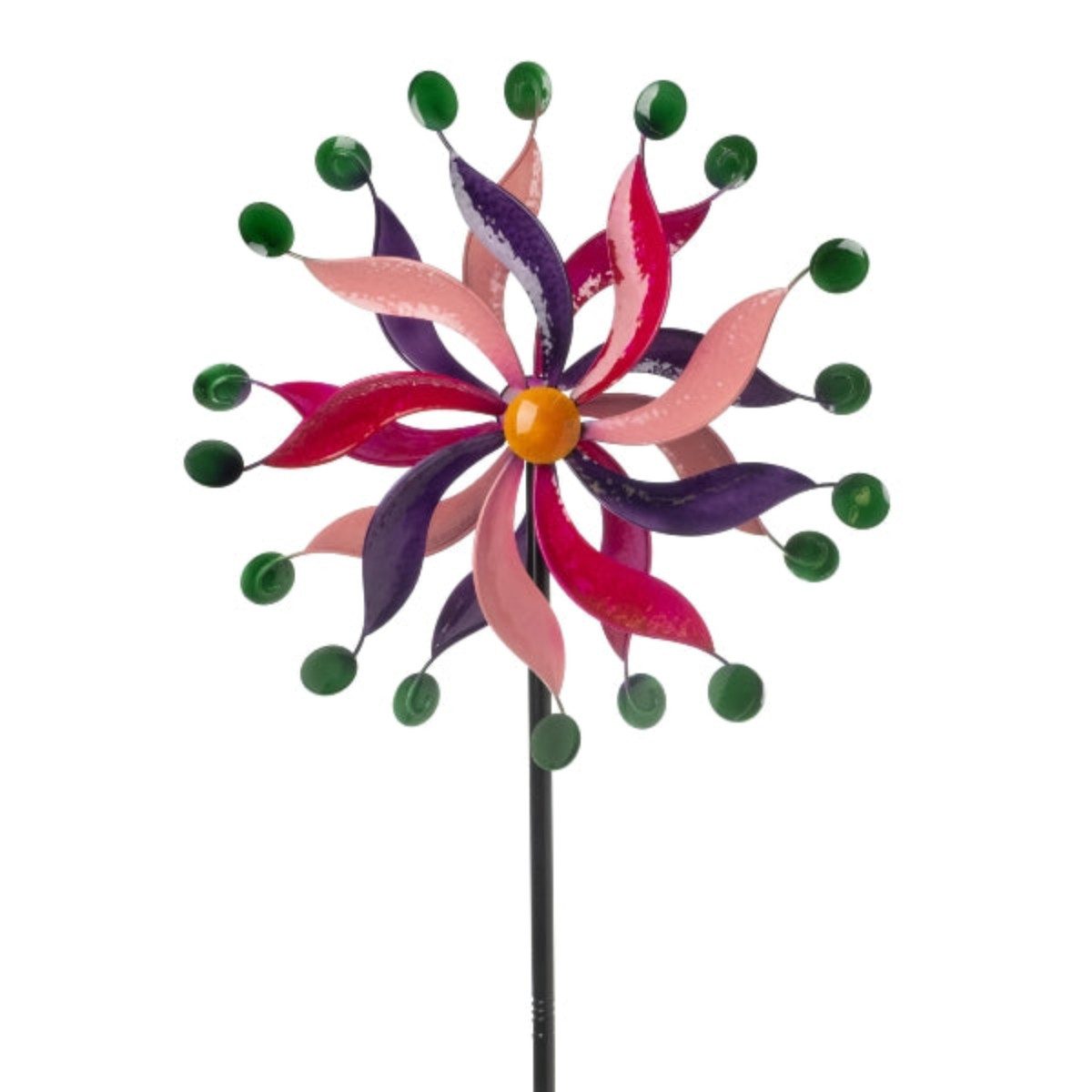 finehomegarden Windrad Windspiel Gartenstecker Metall Ø 46cm H178cm bunt Windspiel (1 St), Wetterfeste Garten‑Deko Outdoor Windmühle