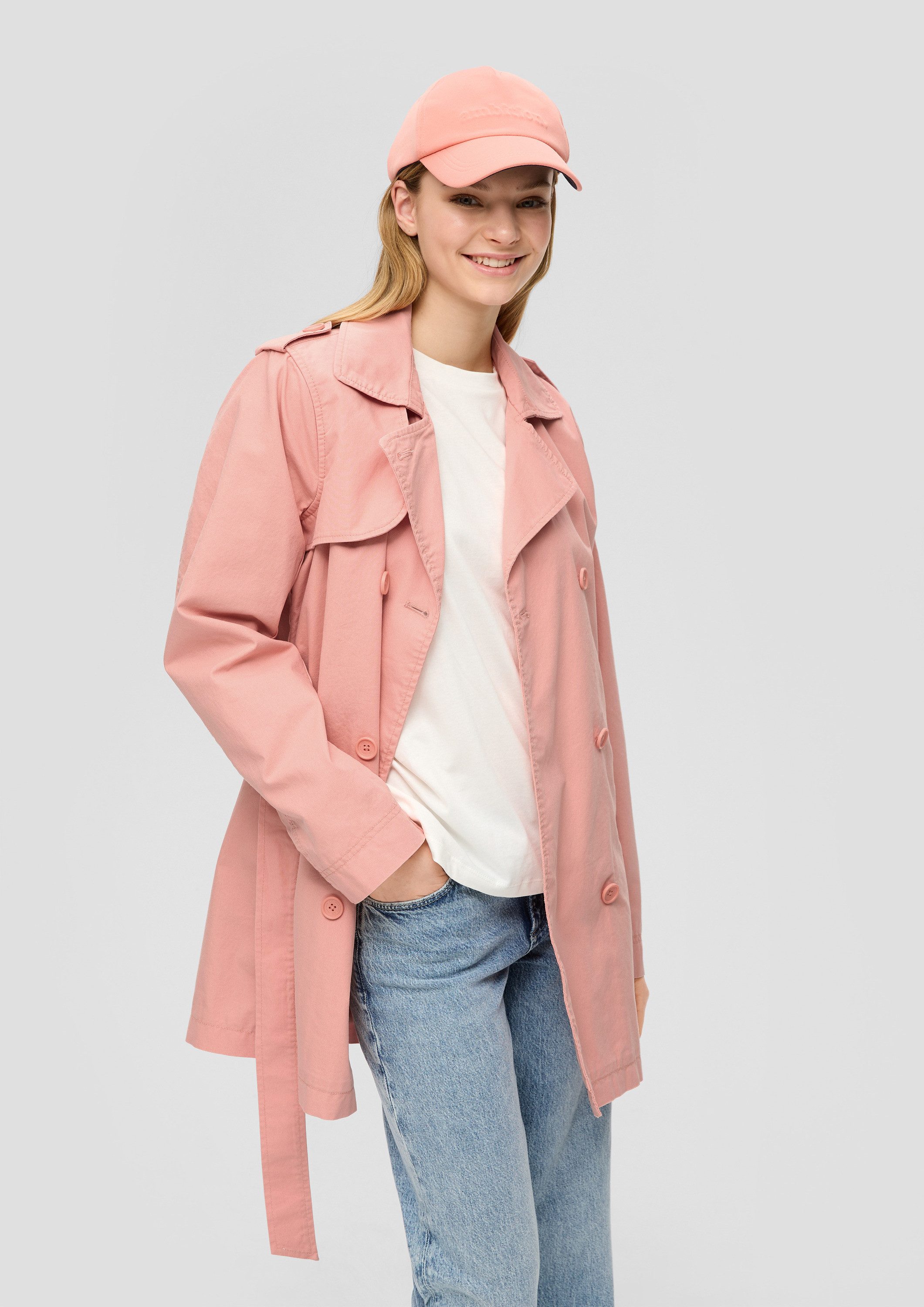 QS Trenchcoat Outdoor-Jacke Trenchcoat mit Bindegürtel