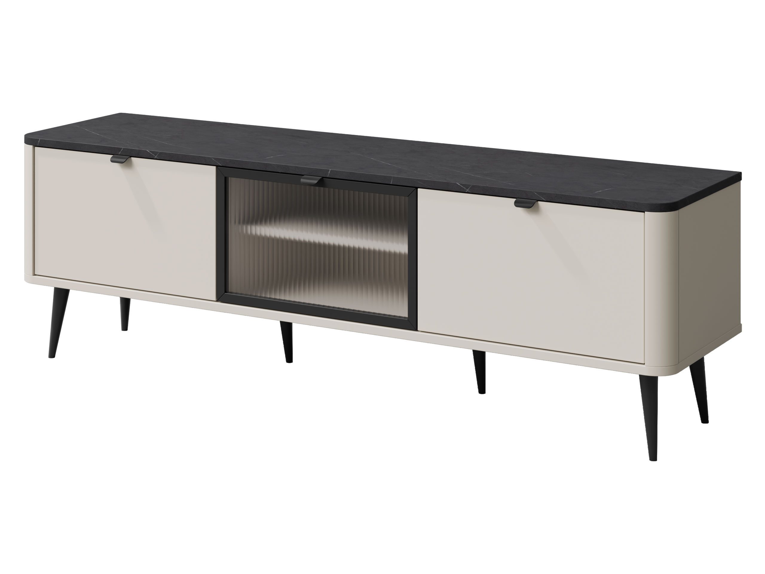 MIRJAN24 TV-Schrank Marly 2K1W RE12 (mit drei Klappen) Fronten mit gehärtetem Glas 4 mm