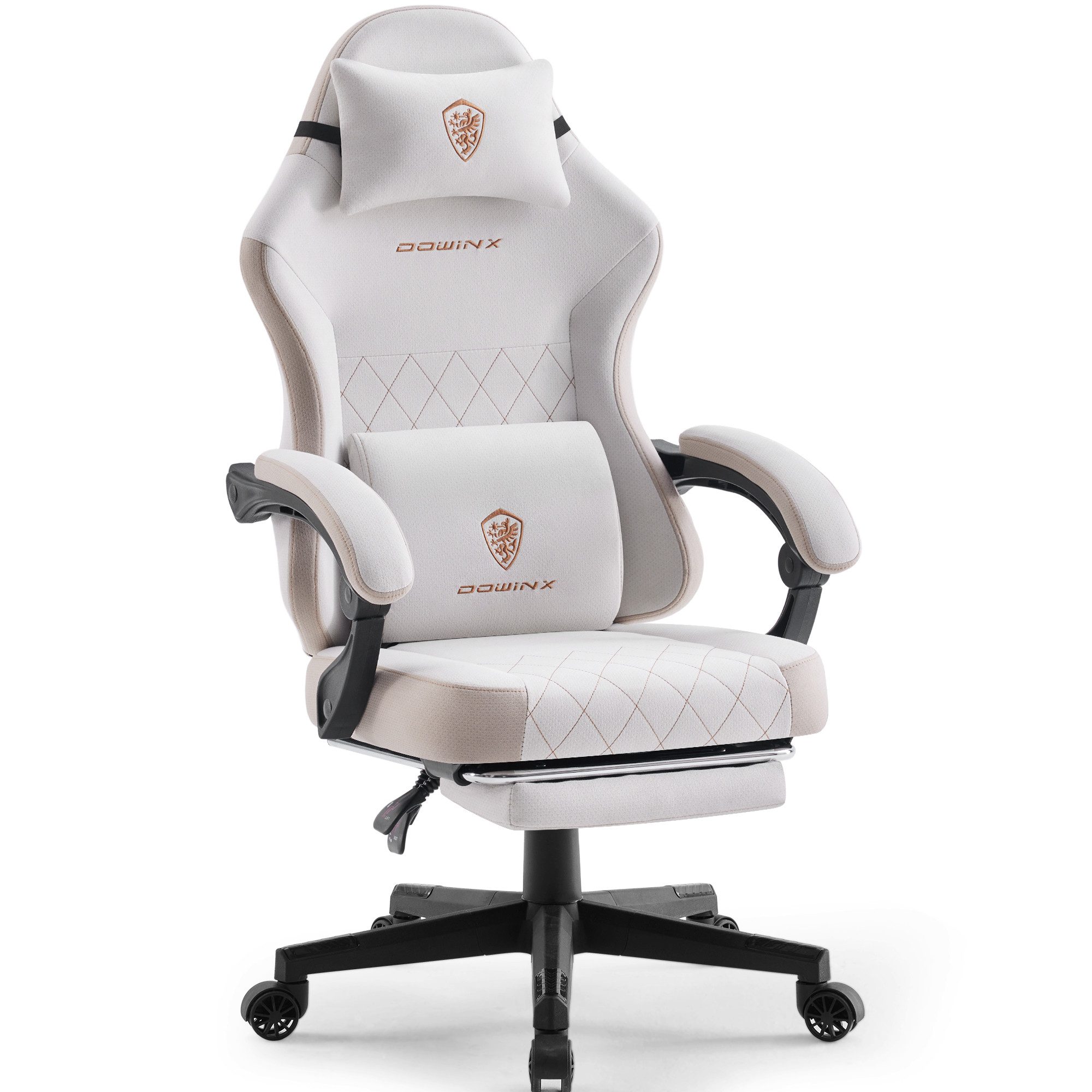 Dowinx Gaming-Stuhl Massage Lendenwirbelstütze Bürostuhl mit Fußstütze für Erwachsene (Packung), Ergonomischer Gaming Sessel Groß und Hoch für Office Gaming 135KG