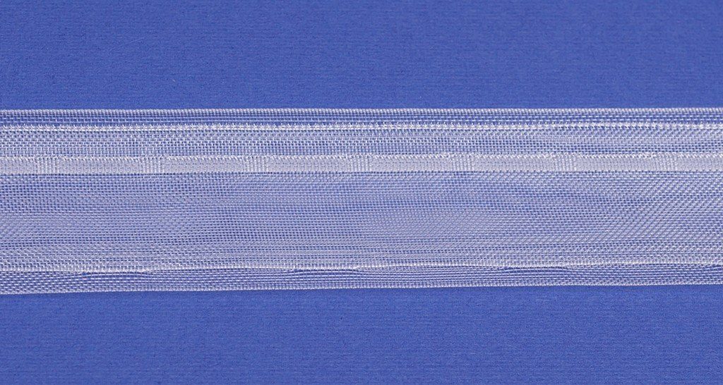 Raffrollo Raffrolloband mit Zugschnur Verkaufseinheit: 2 Gardinenbänder L051, transparent / rewagi, Farbe: / Breite: - 44 mm Meter Taschen