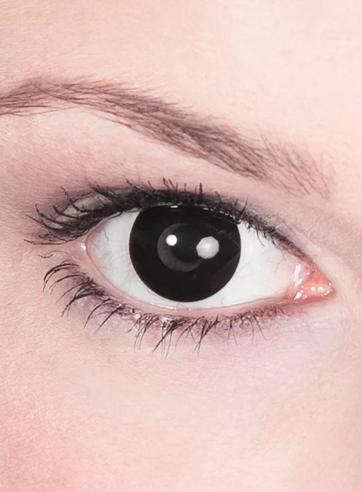 Maskworld Motivlinsen Hexe Farbige Jahreslinsen ohne Stärke - Halloween, Schwarze Kontaktlinsen für Hexen, Dämonen