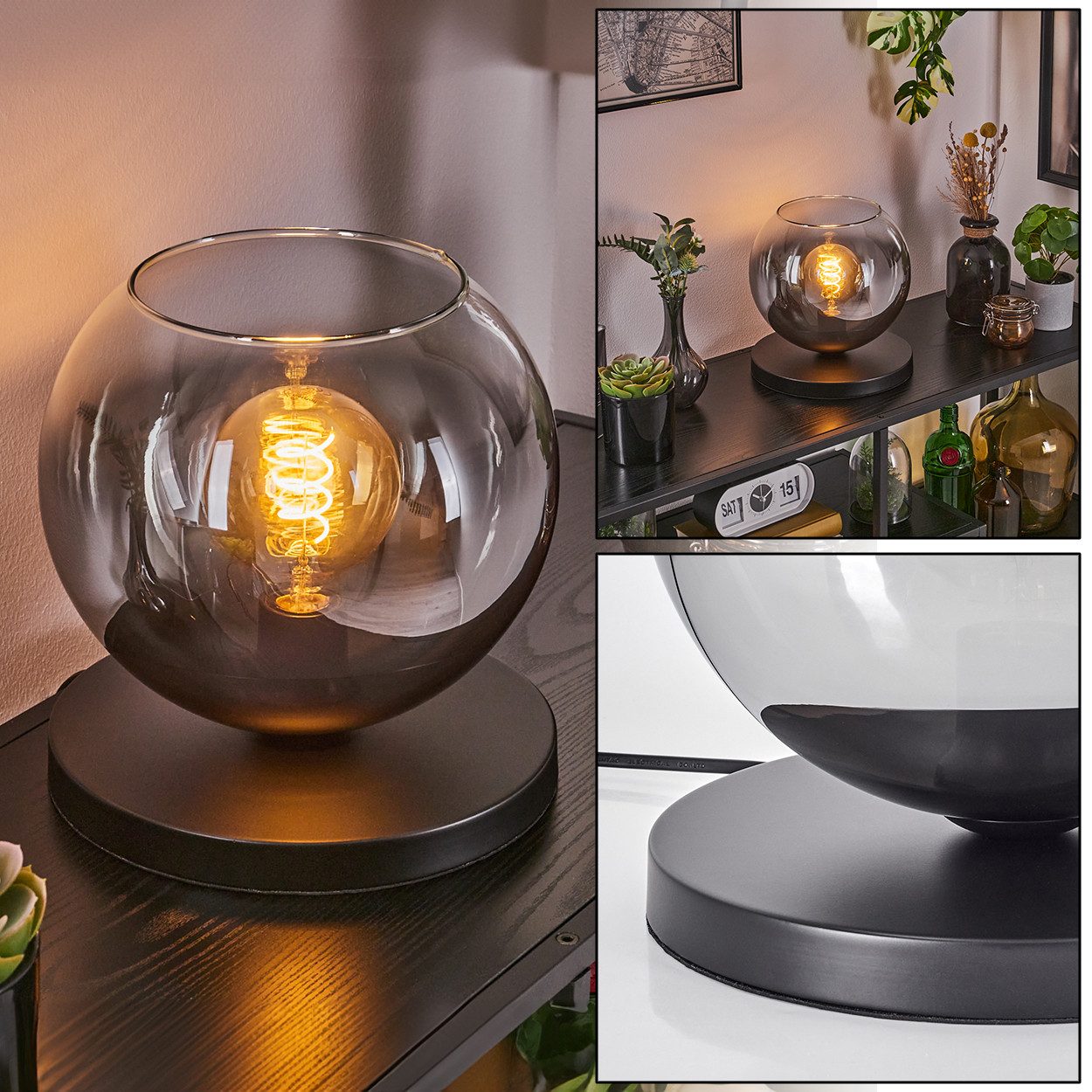 hofstein Tischleuchte Tischlampe aus Metall/Glas in günstig online kaufen
