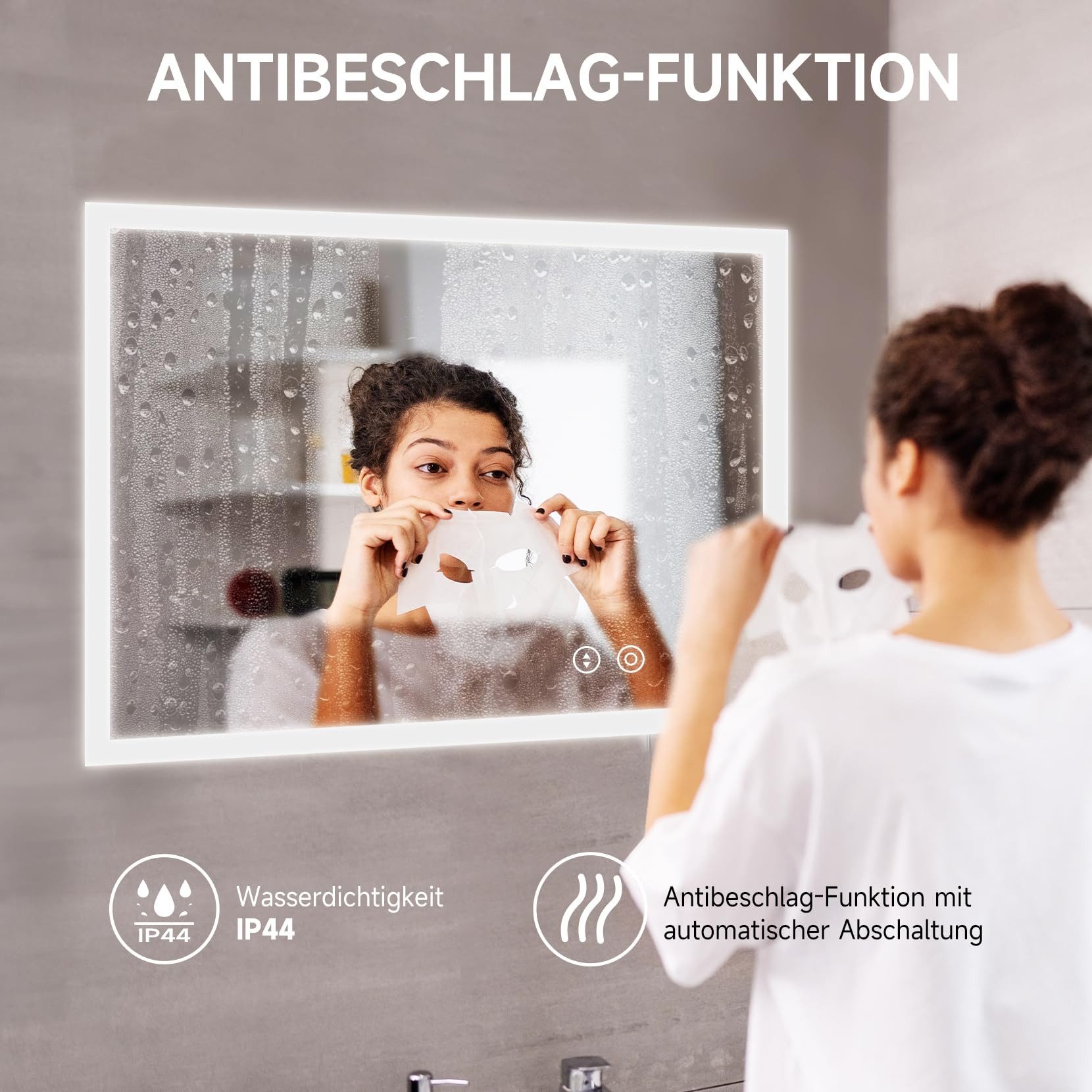 YOLEO Badspiegel Badspiegel mit LED-Licht und Touchschalter, Warm/Kalt/Neutral-Licht