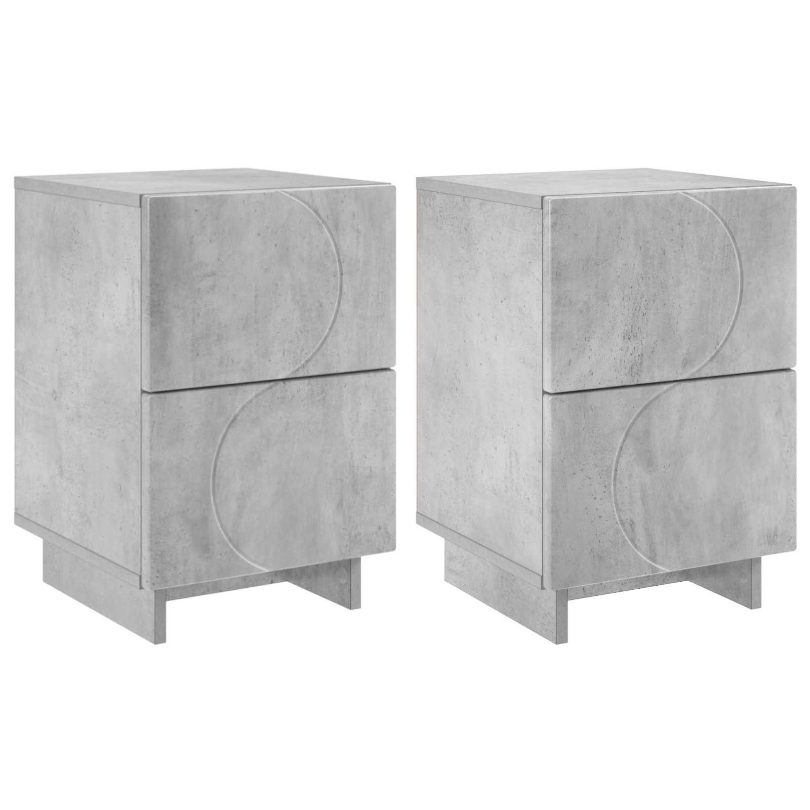 vidaXL Nachttisch Nachttisch 2 Stk. Betongrau 33,5 x 34,5 x 50 cm Holzwerkstoff (2-St)