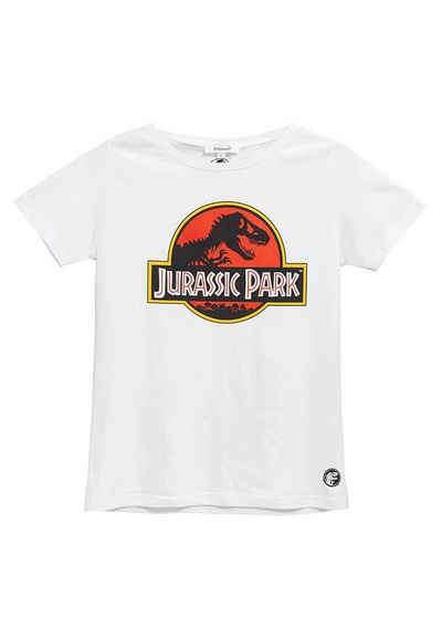 ONOMATO! T-Shirt Jurassic Park Damen Frauen T-Shirt Weiß Retro Dinosaurier T-Rex