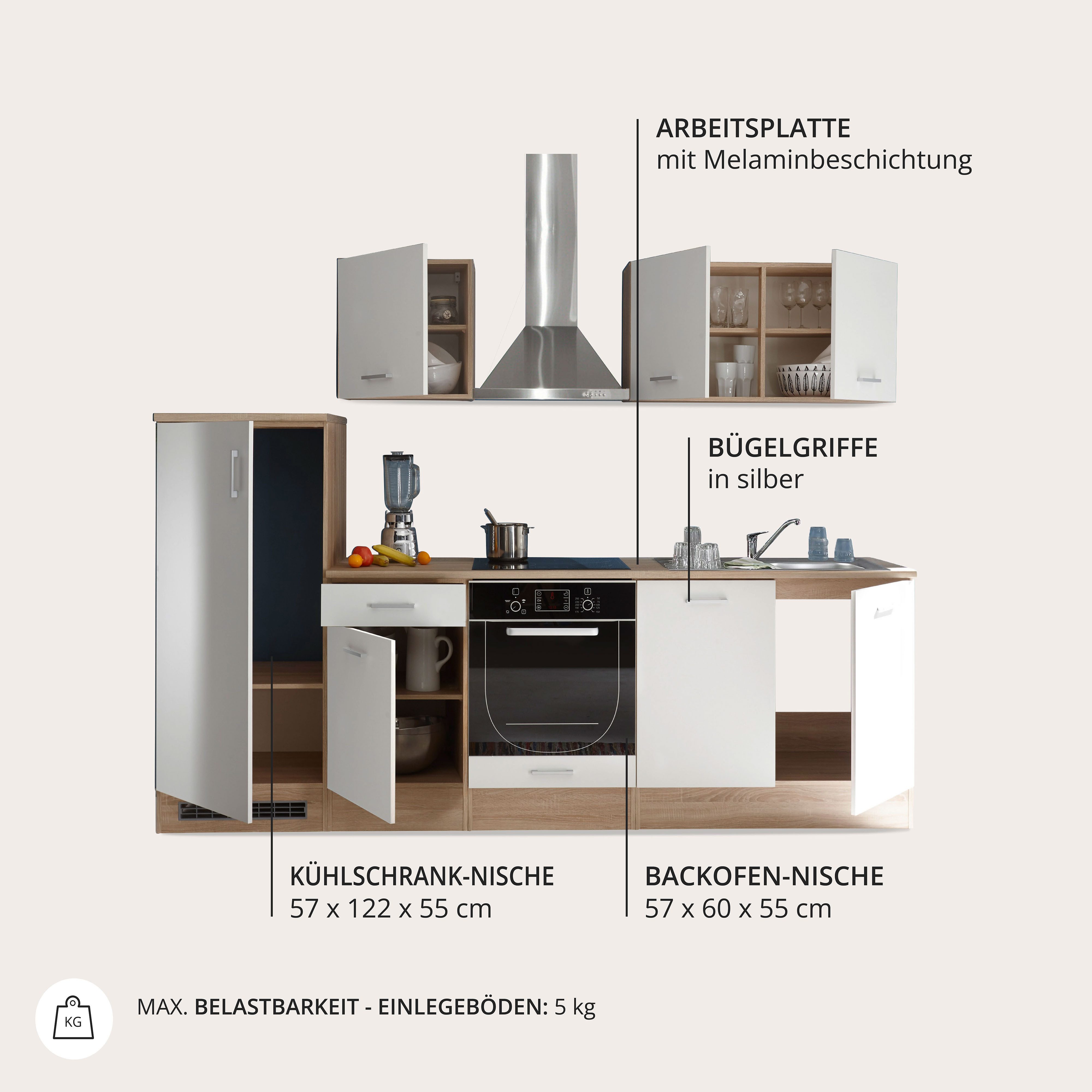 BASIC by Balculina Küchenzeile Andy, Breite 270 cm, wahlweise mit E-Geräten