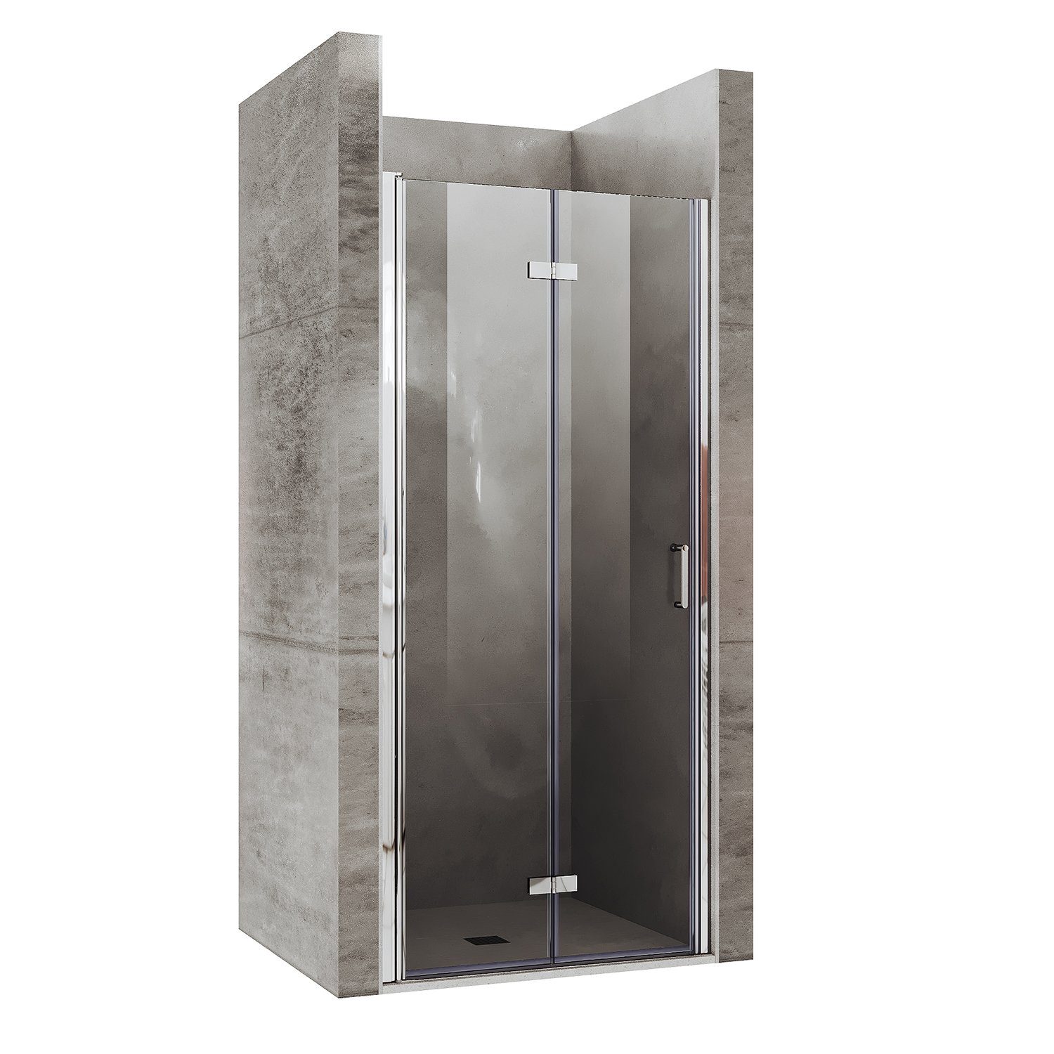 SONNI Dusch-Falttür Falttür Pendeltür Nischentür Duschkabine Duschabtrennung Dusche, 80x195 cm, Sicherheitsglas, (Set) Klarglas, Nano Glas